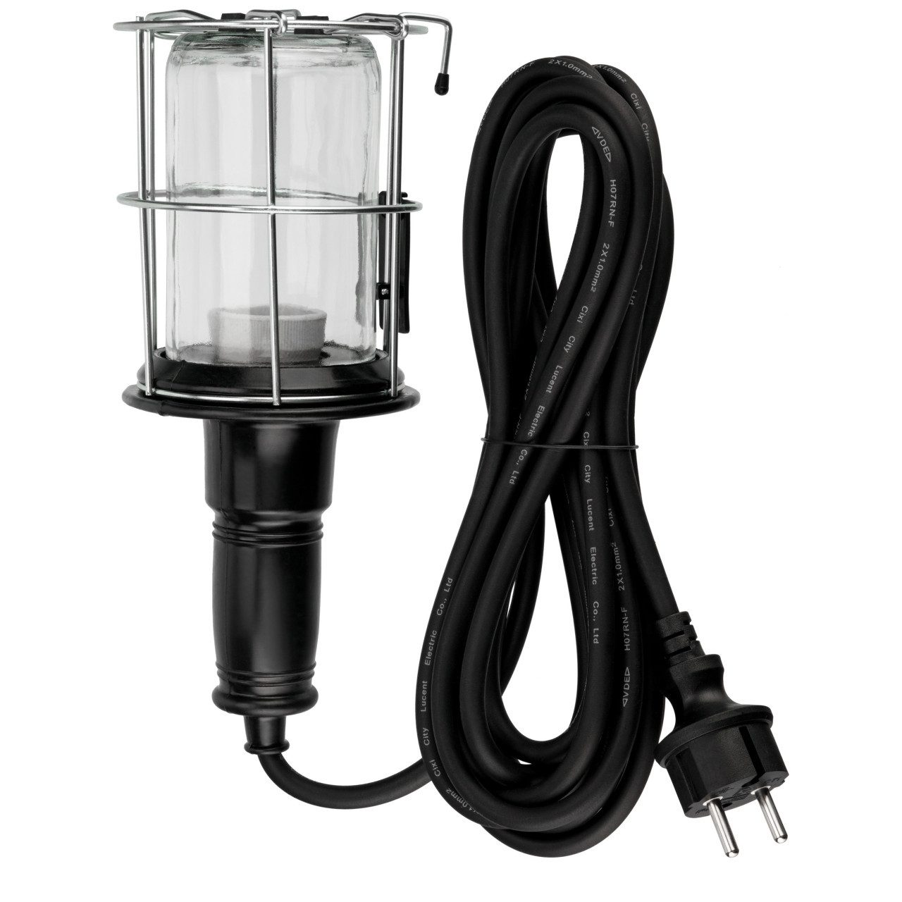REV Ritter GmbH Arbeitslicht REV Handleuchte mit Metallkorb E27 max. 60W 5m, Ohne Leuchtmittel, Nicht dimmbar nicht Smart Home-fähig ohne Bewegungsmelder