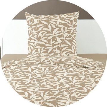 Bettwäsche Bierbaum Biber Bettwäsche 2 tlg. 135x200cm Bambusblätter Sand Taupe, BIERBAUM, Biber, 2 teilig, moderne Bambusblätter Bettwäsche aus reiner Baumwolle