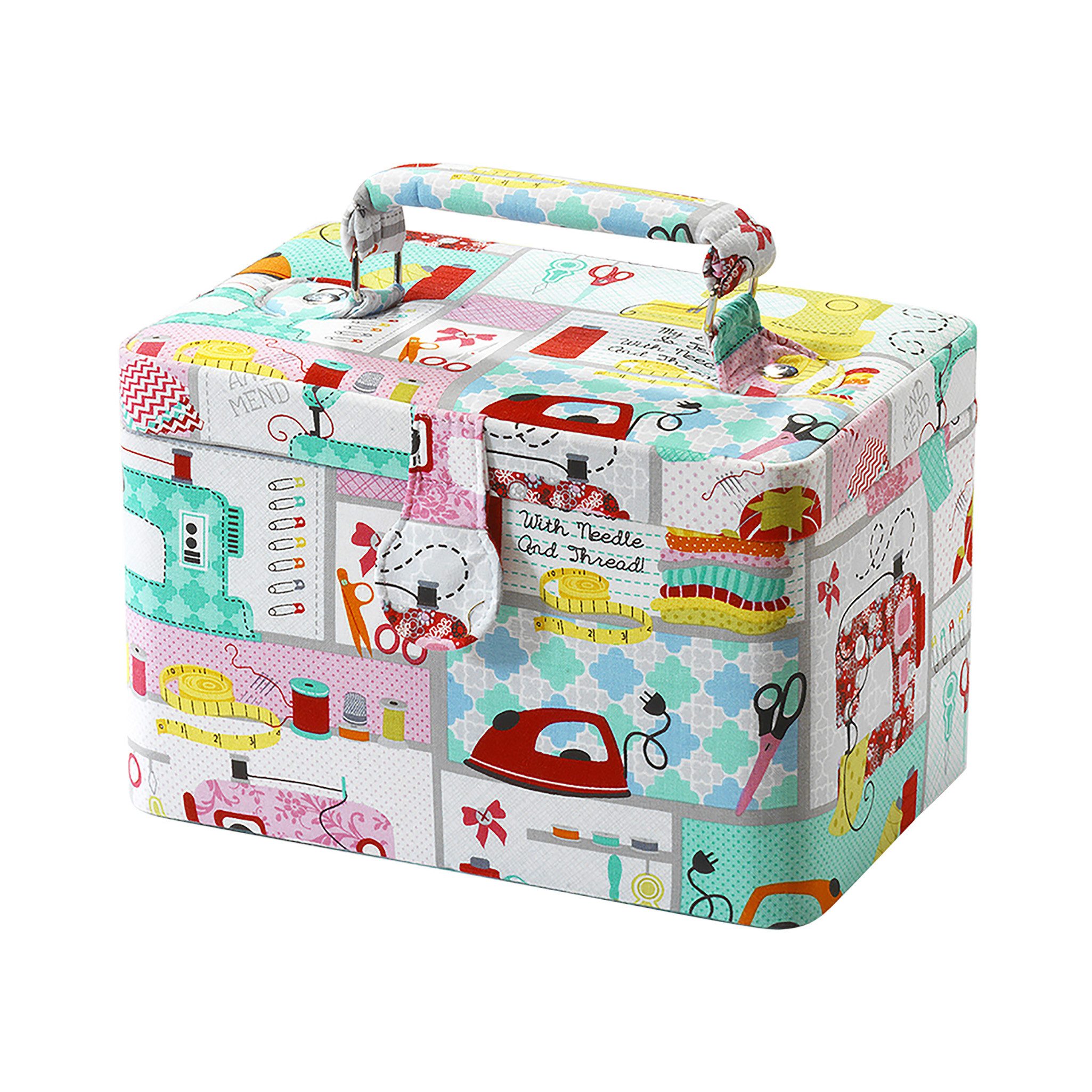 Kobolo Nähkorb Nähkästchen rechteckig multicolor mit Griff (Multicolor)