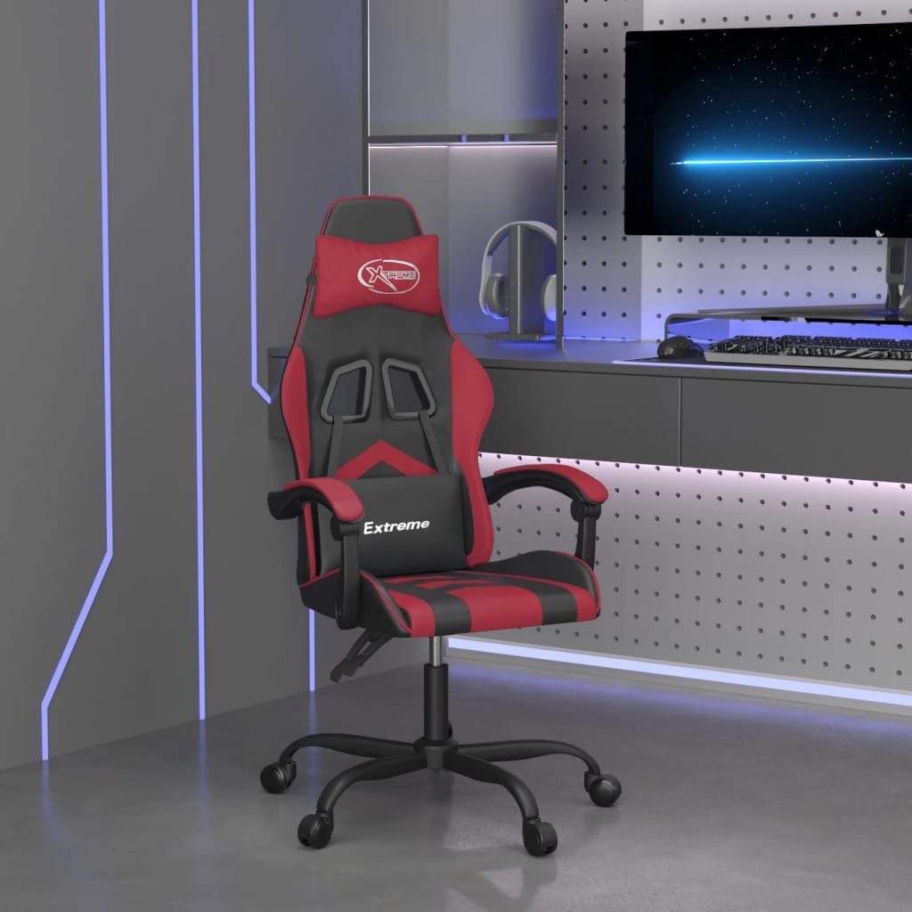 vidaXL Gaming-Stuhl Gaming-Stuhl Schwarz und Weinrot Kunstleder (1 St)