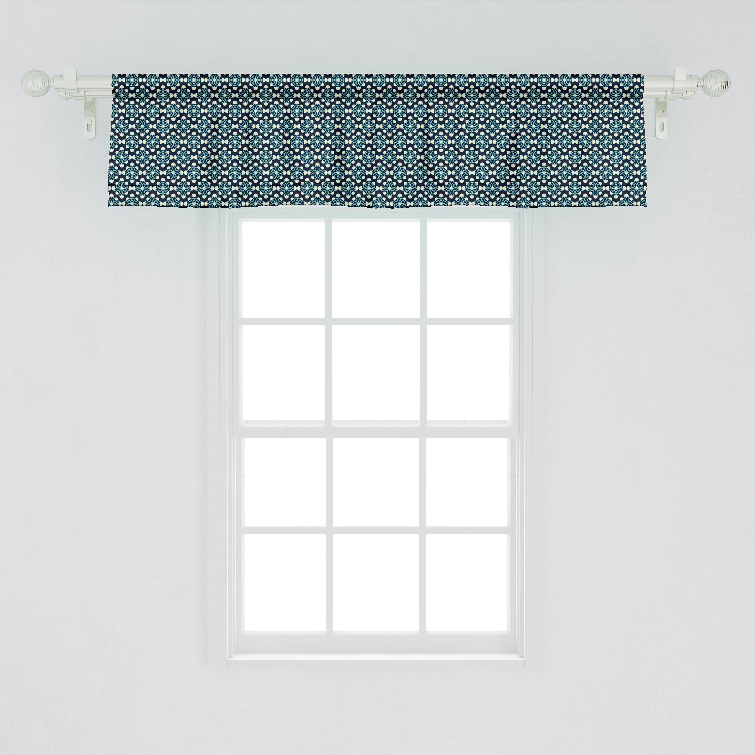 Scheibengardine Vorhang Geometrisch Volant Abakuhaus, inspried Schlafzimmer Natur Dekor Stangentasche, für Küche Bloom mit Microfaser