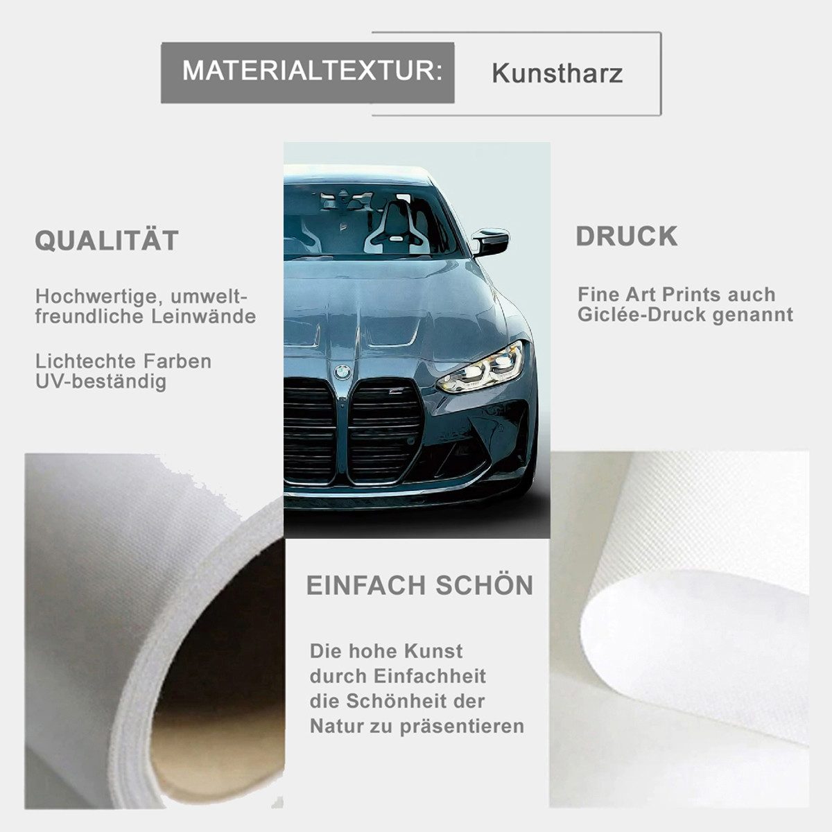 TPFLiving Kunstdruck (OHNE RAHMEN) Poster - Leinwand - Wandbild, Supercar Auto Detaillierte Autoteile und ästhetisches Konzept Leinwand (Leinwandbild XXL), Farben: Schwarz, Blau, Rot, Grau, Gelb -Größe: 13x18cm