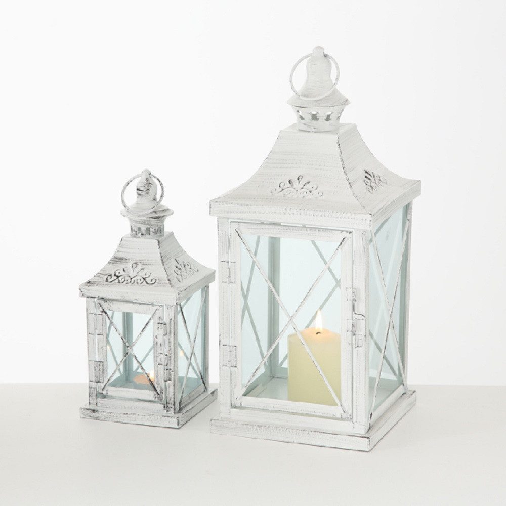 BOLTZE Windlicht Windlicht Laterne 2er Set Indoor Metall weiß ca. 40 hoch günstig online kaufen