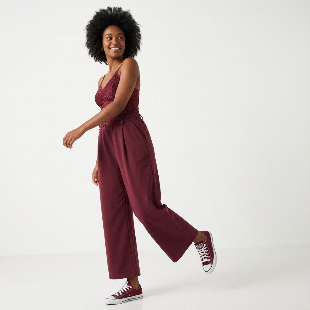 OriginalYou Culotte Stoffhose Damen Stretch Culotte Hose mit weitem Bein Middle Waist, mit elastischem Bund