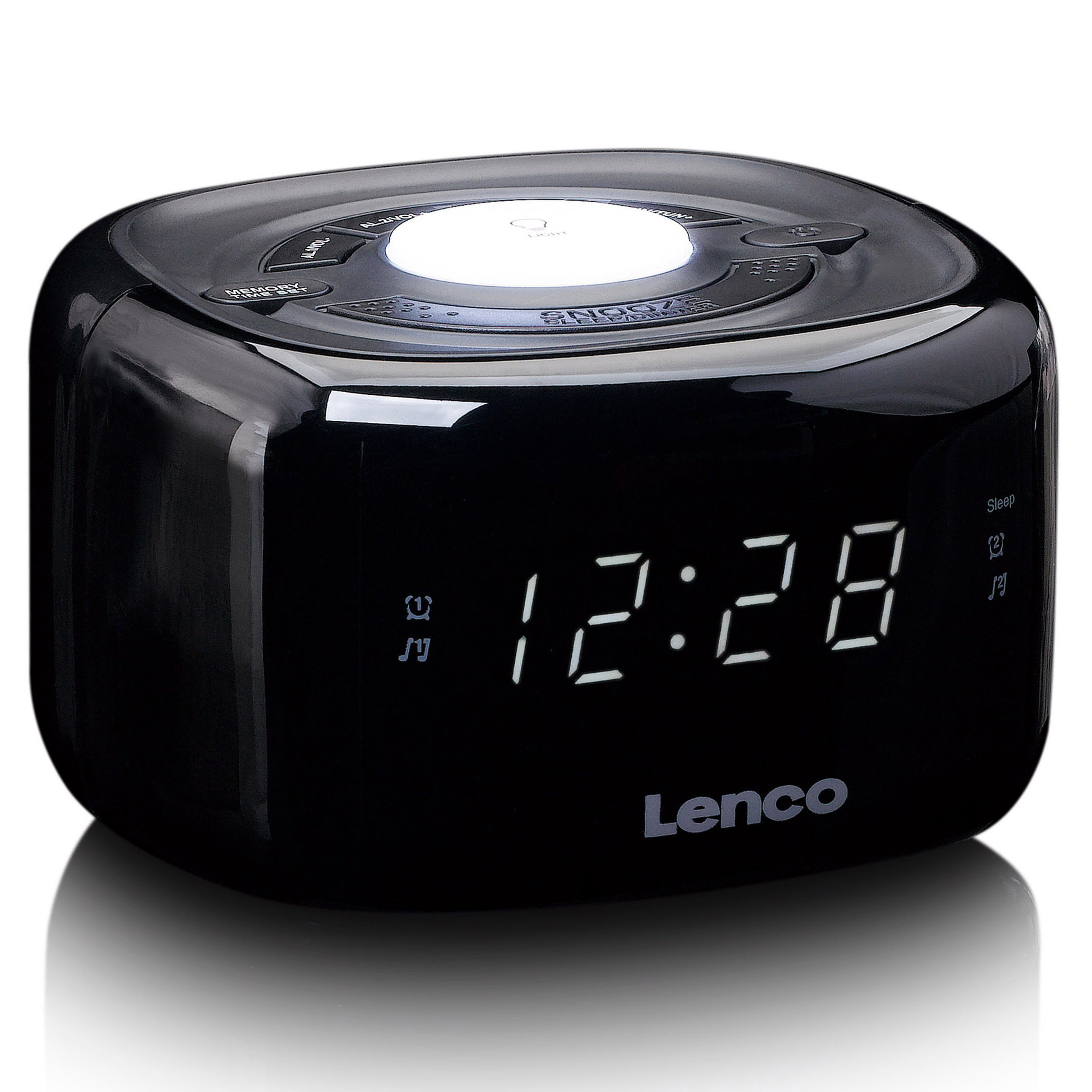 Lenco Radiowecker CR-12BK Radiowecker mit LED-Anzeige, Nachtlicht & FM-Sender