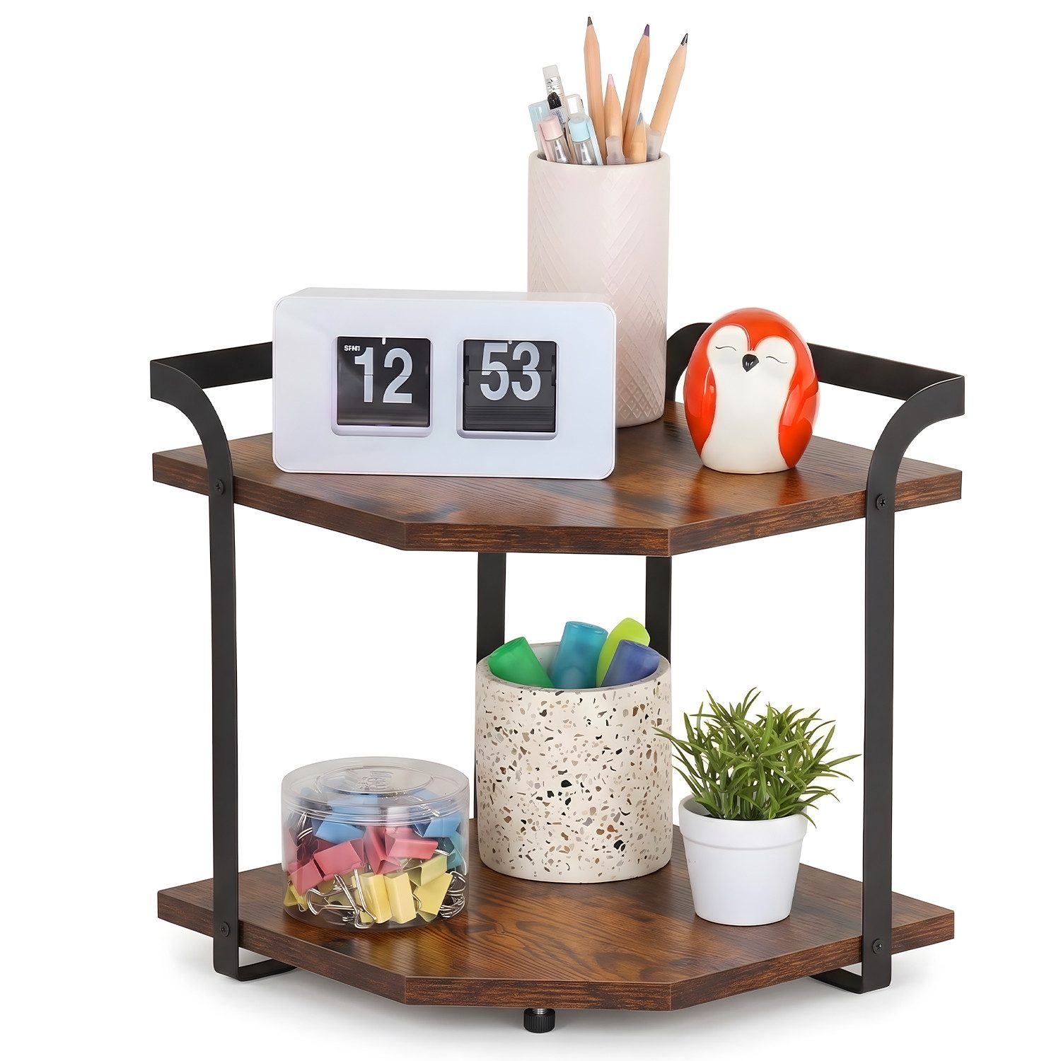 HEYHIPPO Küchenregal Eckregal 2 Ebenen 38×33×20 cm – Holzregal für Küche & Arbeitsplatte, Packung, Platzsparendes Eckregal– vielseitige Ablage für Gewürze & Tas – Bild 3 von 5