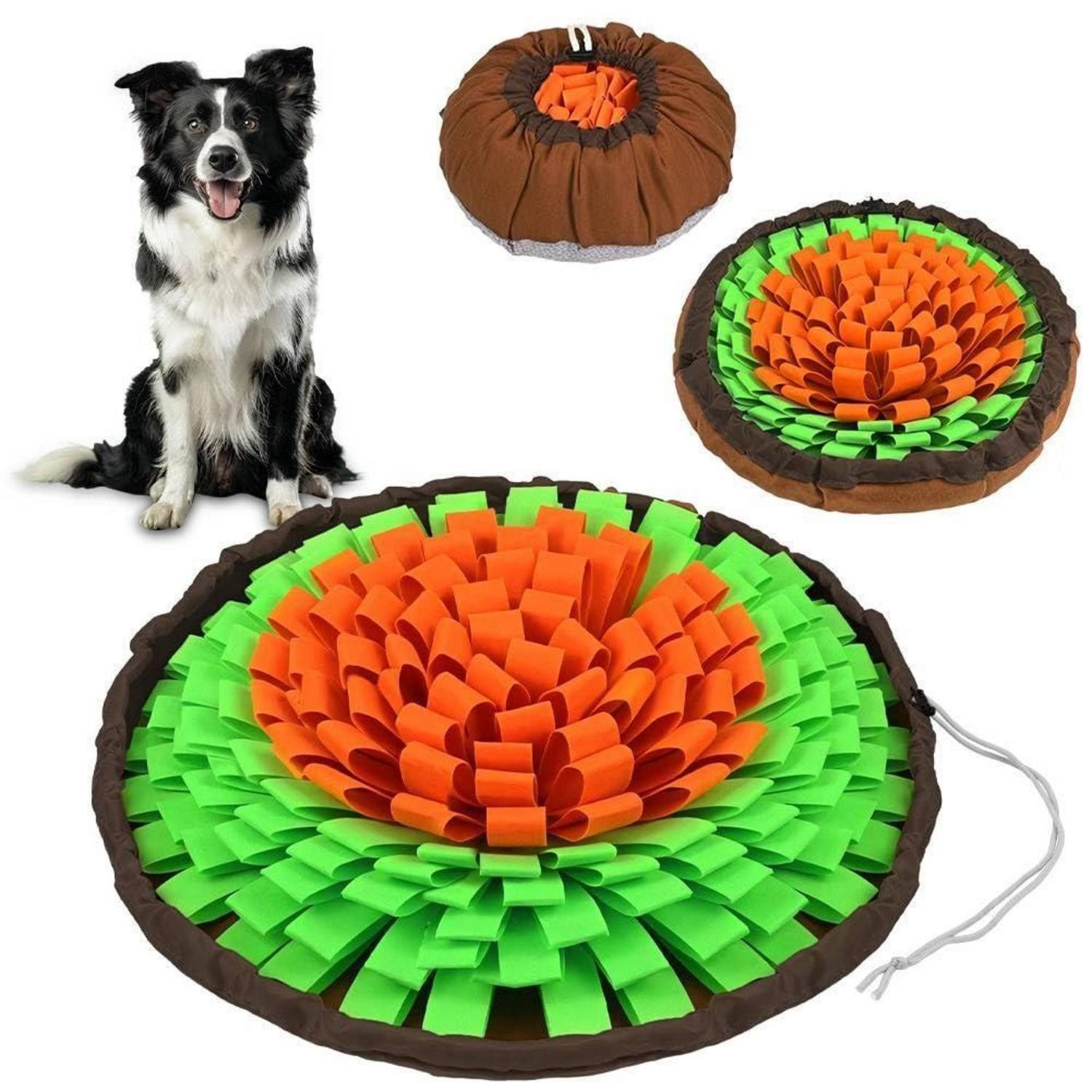 LuxusKollektion Schnüffelteppich Hunde Schnüffelmatte Grün/Orange, Textil