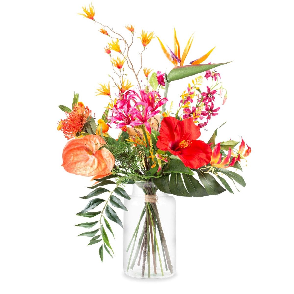 Kunstblumenstrauß Deko Sommerstrauß MYHA, orange-pink, 75cm, Ø55cm, artplants, Höhe 75.0 cm