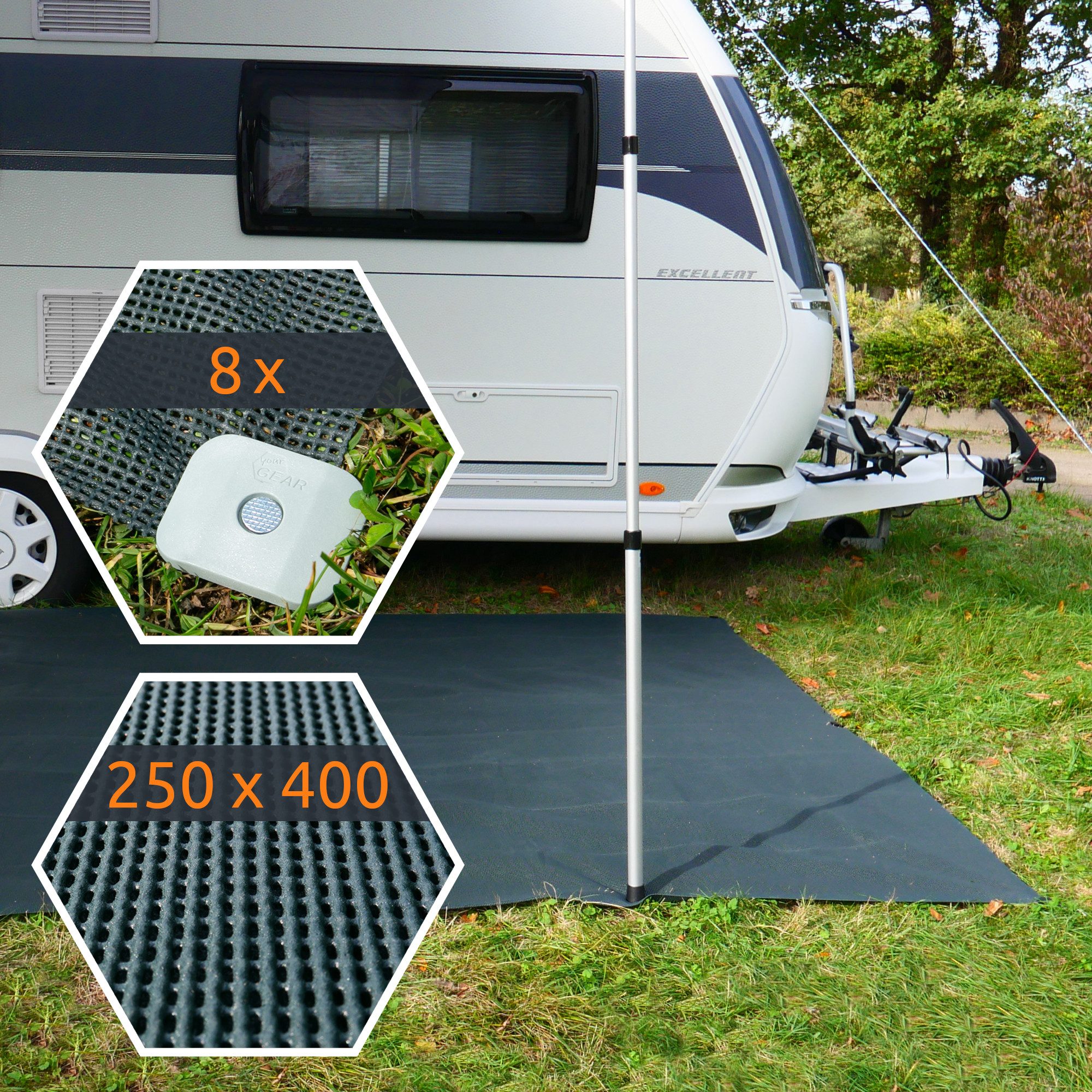 yourGEAR Outdoorteppich yourGEAR Outdoor Soft Carpet 250 x 400 cm - Vorzeltteppich Zeltteppich
