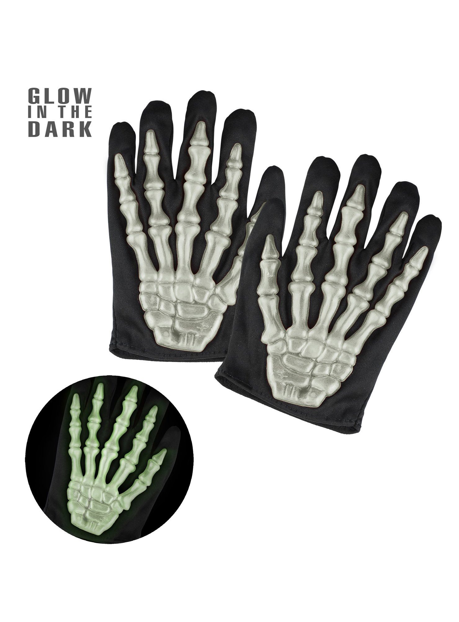 Widdmann Kostüm Leuchtende Skeletthandschuhe, Halloween-Handschuhe für Kinder, die im Dunkeln leuchten