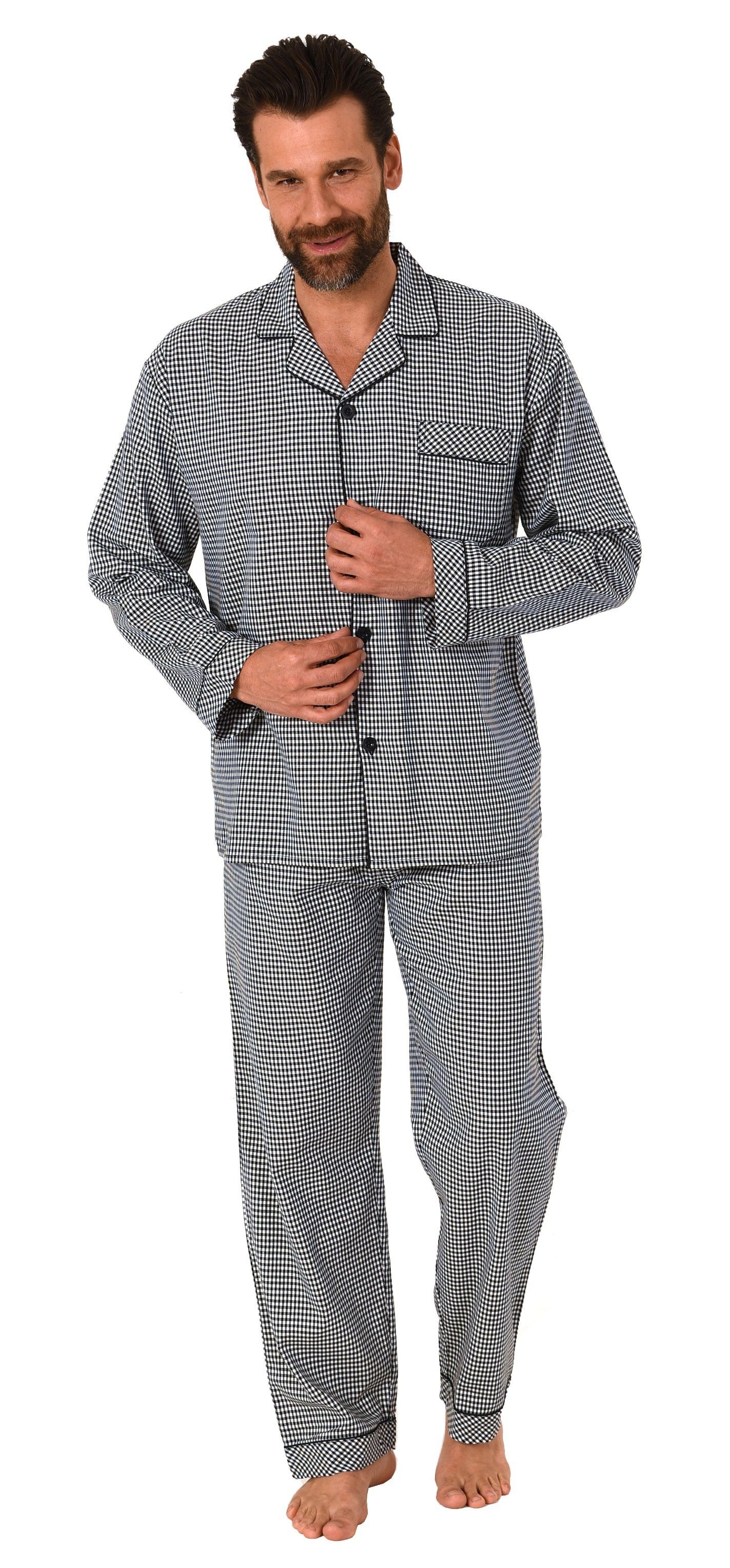 Normann Pyjama Gewebter Herren Pyjama, durchknöpfbarer günstig online kaufen