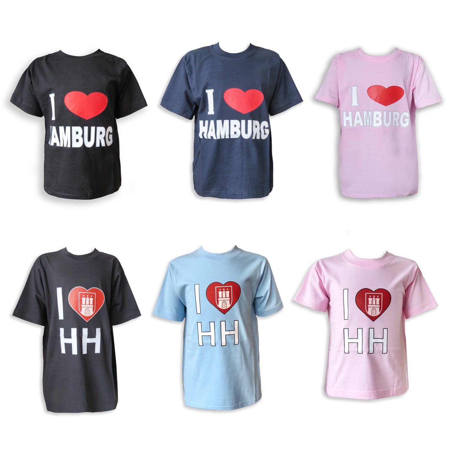T-Shirt Sonia T-Shirt Baumwolle Love Kinder Hamburg" schwarz Originelli Wappen "I