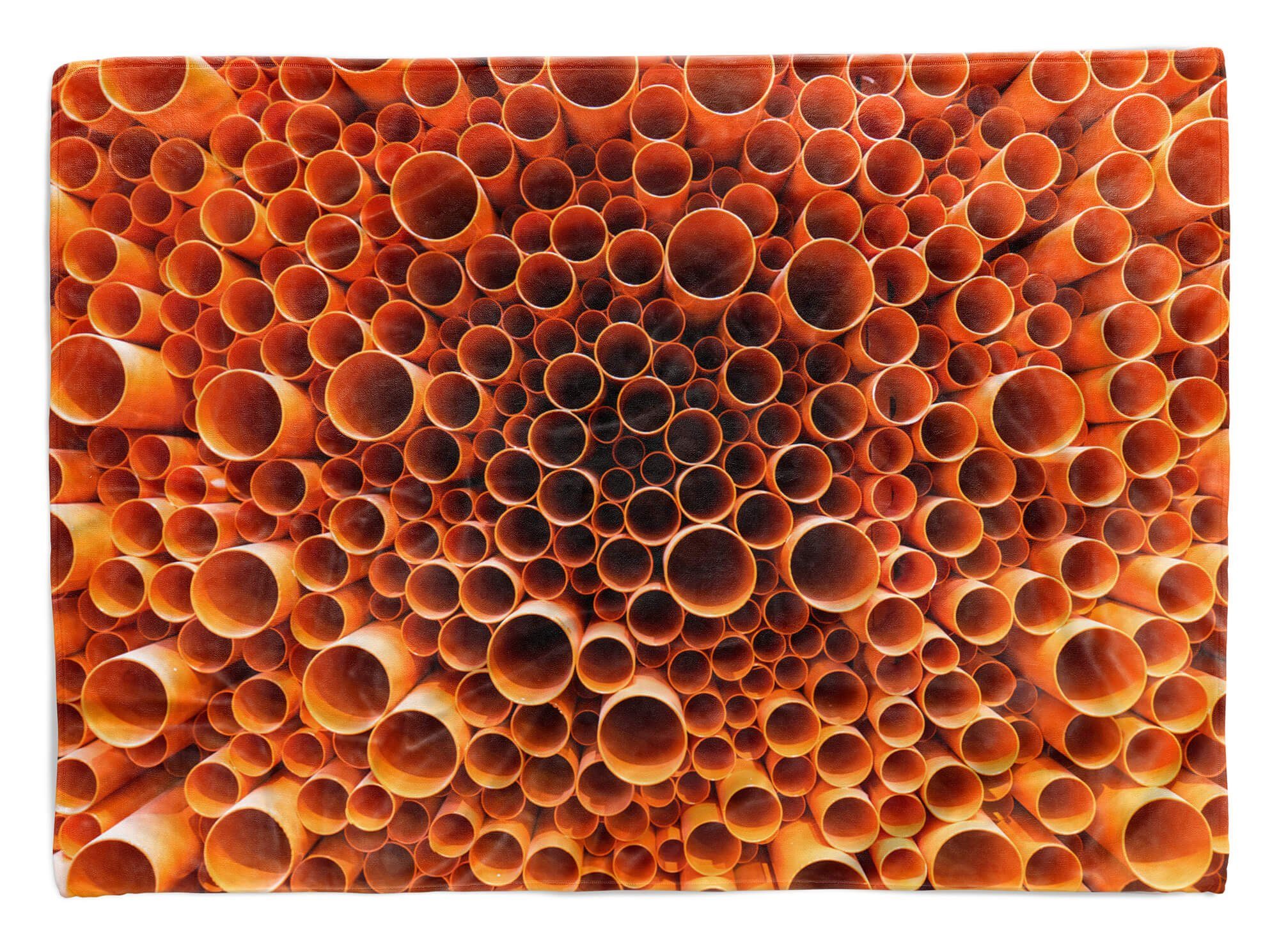 Sinus Art Handtücher Handtuch Strandhandtuch Kuscheldecke Saunatuch (1-St), mit Fotomotiv Baumwolle-Polyester-Mix Rohre Kunst, Handtuch Orange