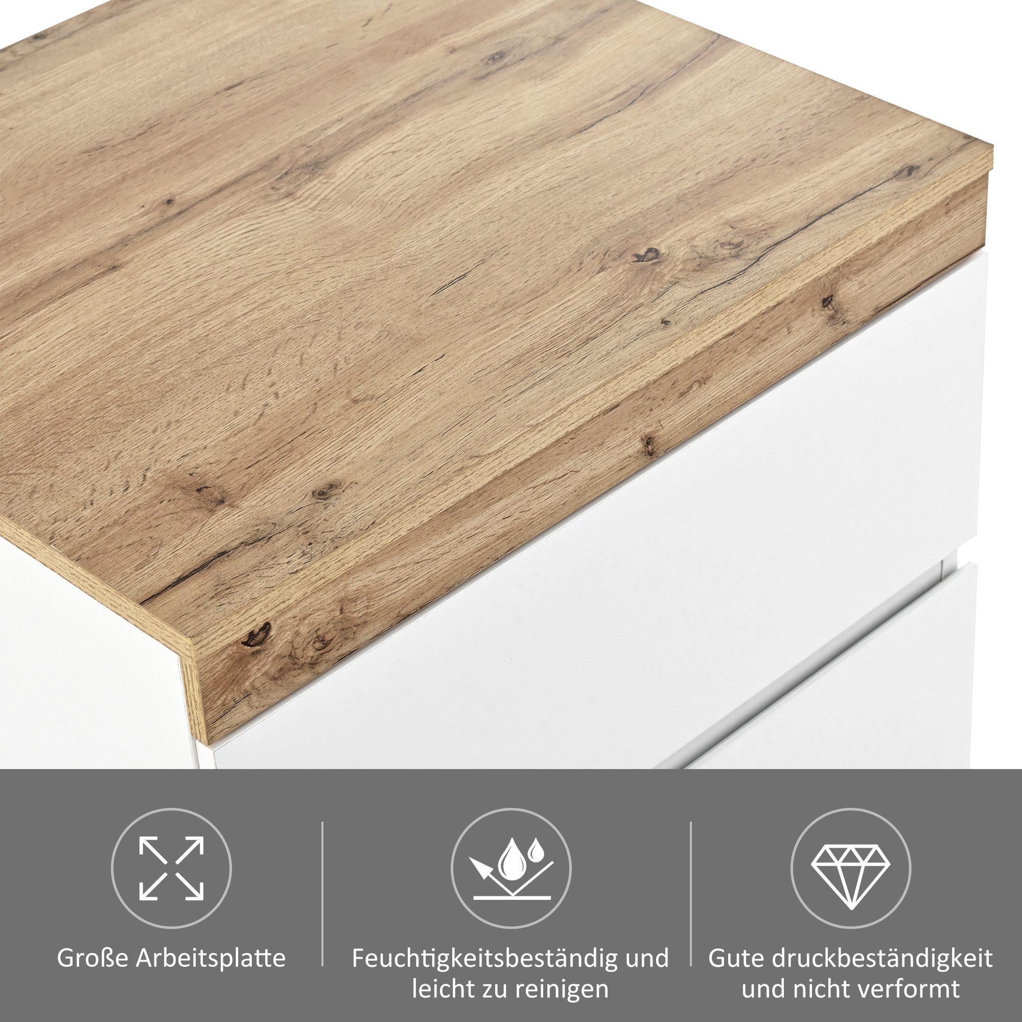 Celya Nachtschrank Nachttisch Nachtkommode mit zwei Schubladen (1er Set) für Schlafzimmer fur Schlafzimmer WeiB – Bild 3 von 5