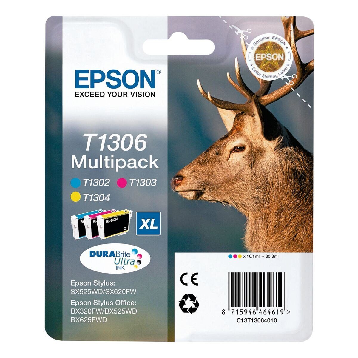 Epson T1306 Tintenpatrone (Set, Original Druckerpatrone, cyan, magenta, gelb)