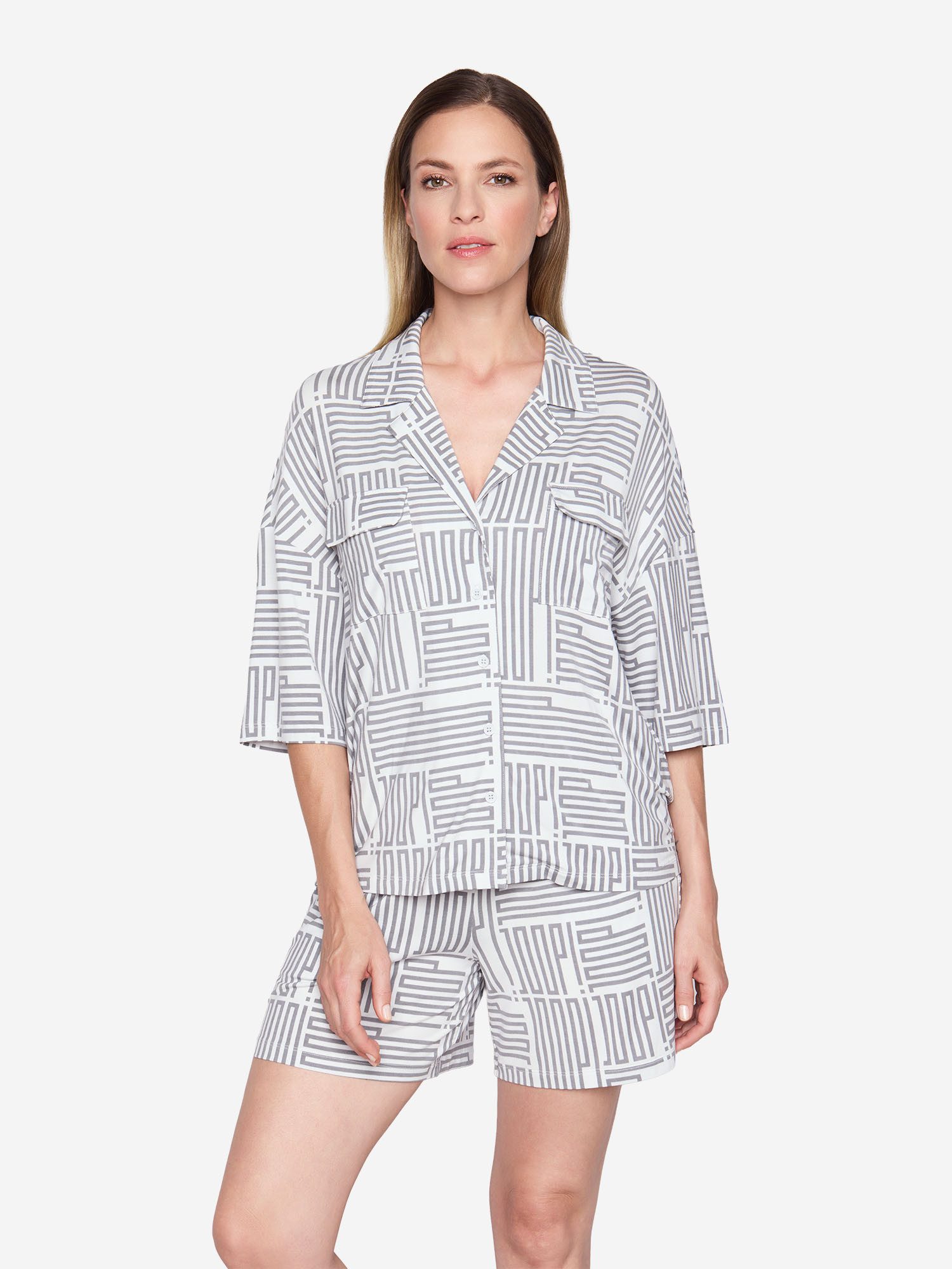 JOOP! Pyjamaoberteil Modern Deco Schlafshirt, Pyjama Shirt, Nachtshirt
