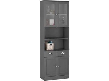 loft24 Hochschrank Kyle Badezimmer Schrank, Glastüren, Metallgriffe, Höhe 180 cm