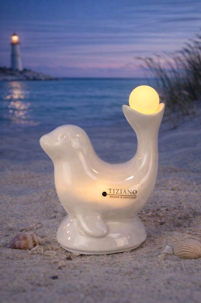 TIZIANO - DESIGN & EMOTIONS Dekofigur Robbe Sandra LED 11,5cm creme-weiß