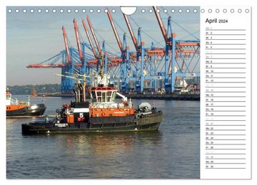 CALVENDO Wandkalender Hafen Hamburg (Wandkalender 2024 DIN A4 quer), CALVENDO Monatskalender