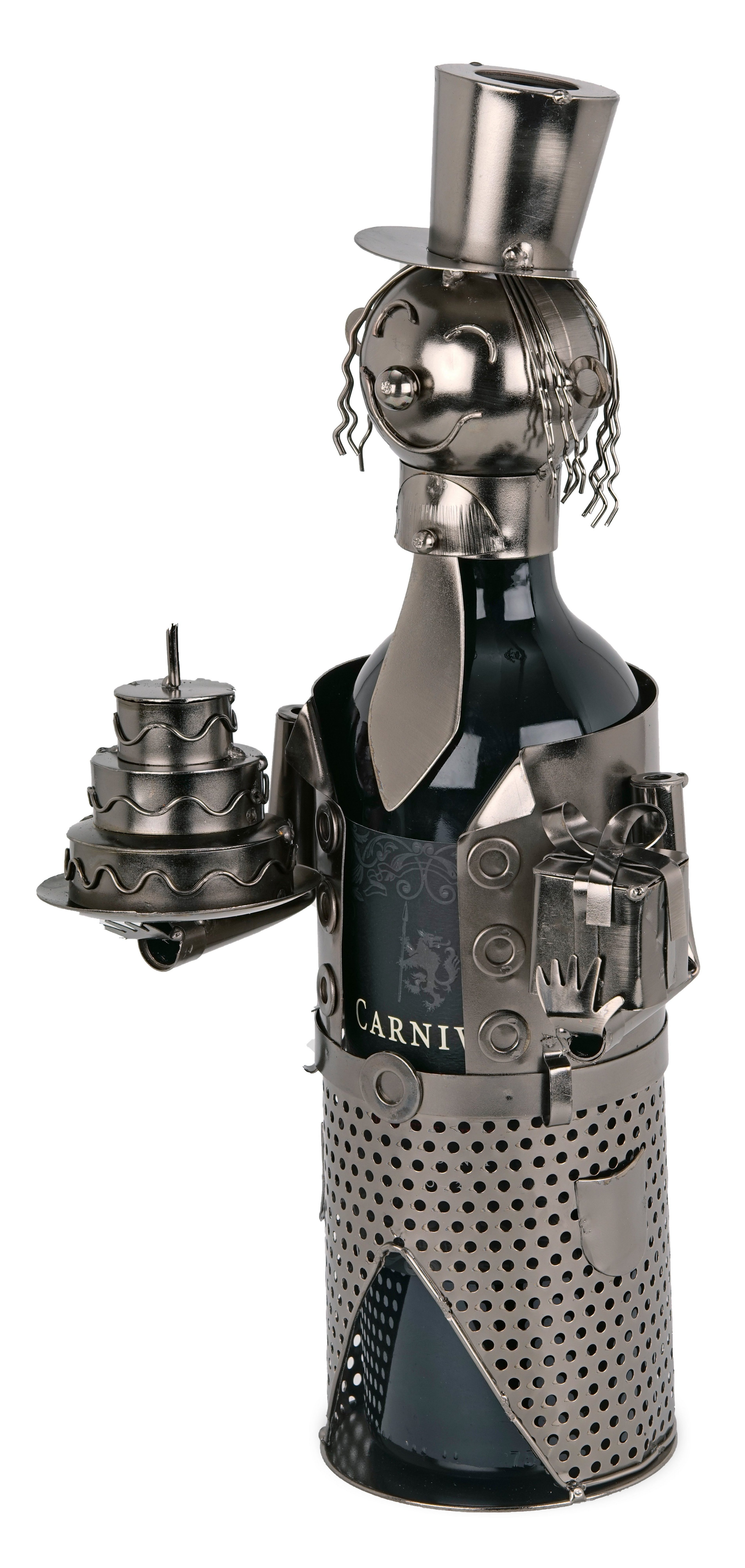 BRUBAKER Weinflaschenhalter Geburtstagsgrüße, (inklusive Grußkarte), Metall Skulptur, Wein Geschenk Geburtstag, Weinhalter Flaschenhalter
