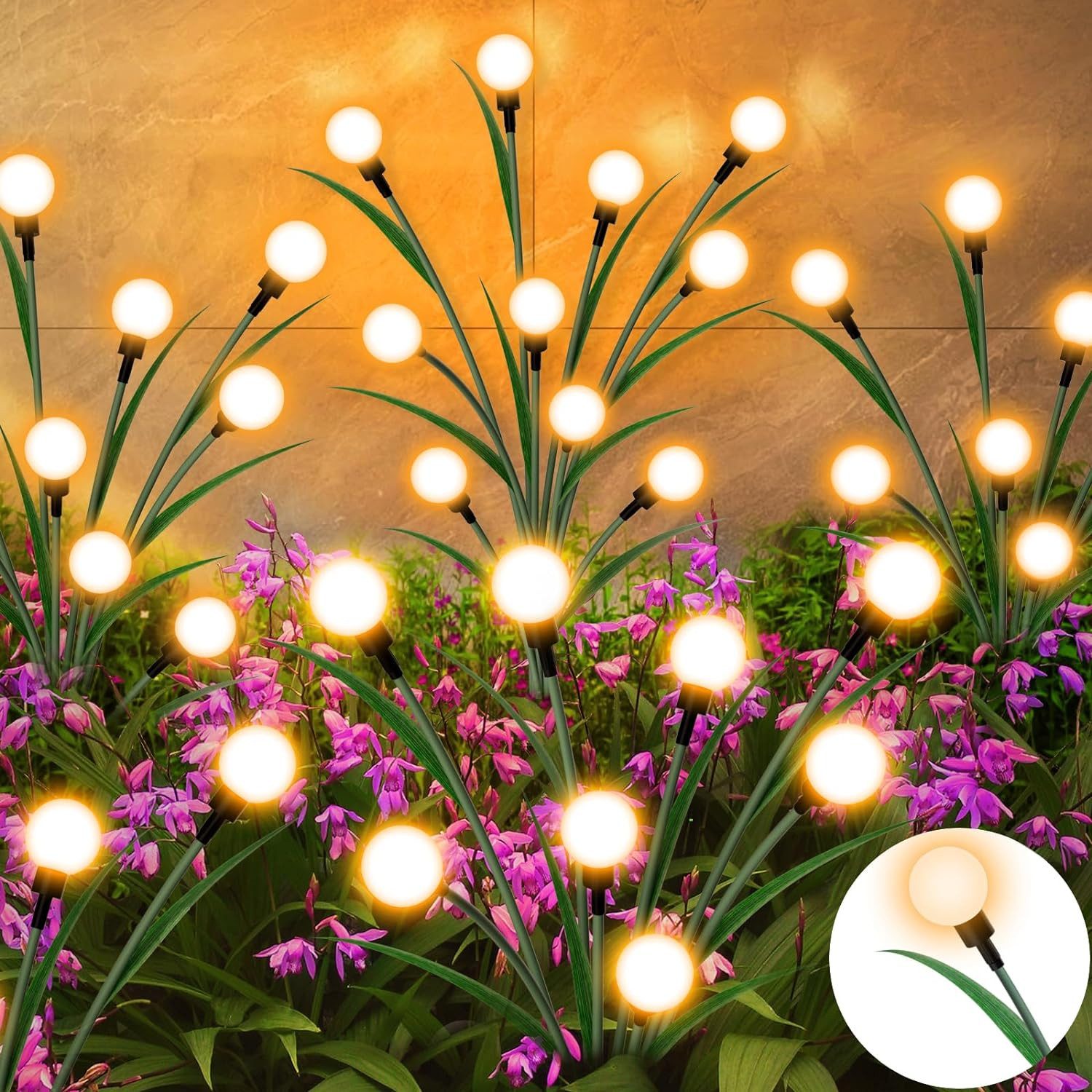 BlingBin LED Solarleuchte Solar Gartenleuchten,LED Solar Glühwürmchen Lichter,wasserdichte, LED fest integriert, Warmweiß, Solar-Leuchtkäferlichter