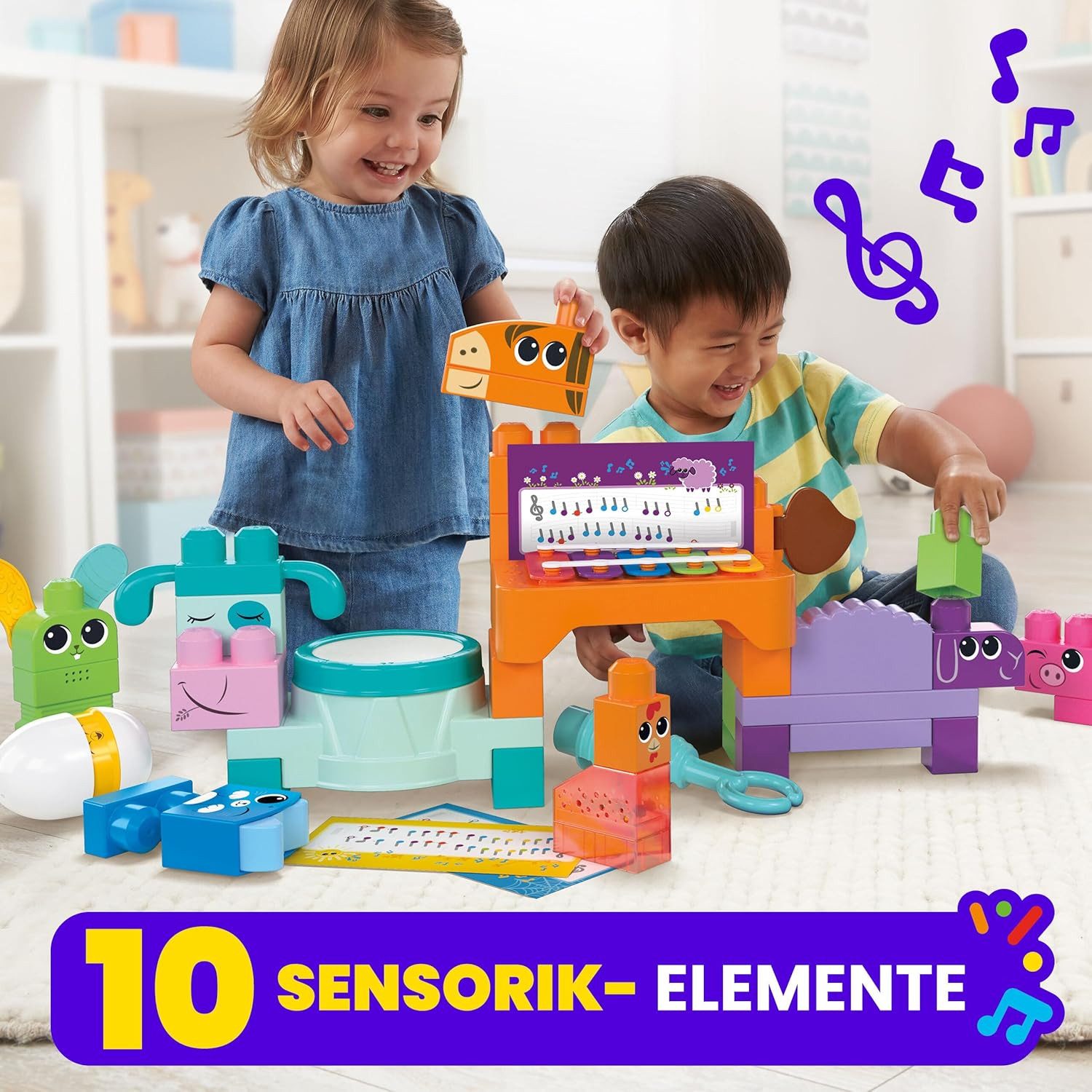 Mattel® Lernspielzeug MEGA Blocks Fisher-Price Bauspielzeugset Bauernhof Bauklötze 1+ HPB46