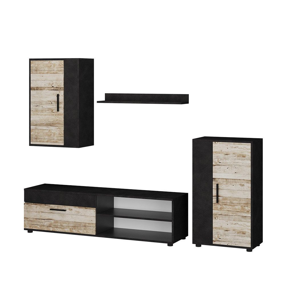 Vicco Wohnwand Berno, Beige/Anthrazit, 4er Set, günstig online kaufen
