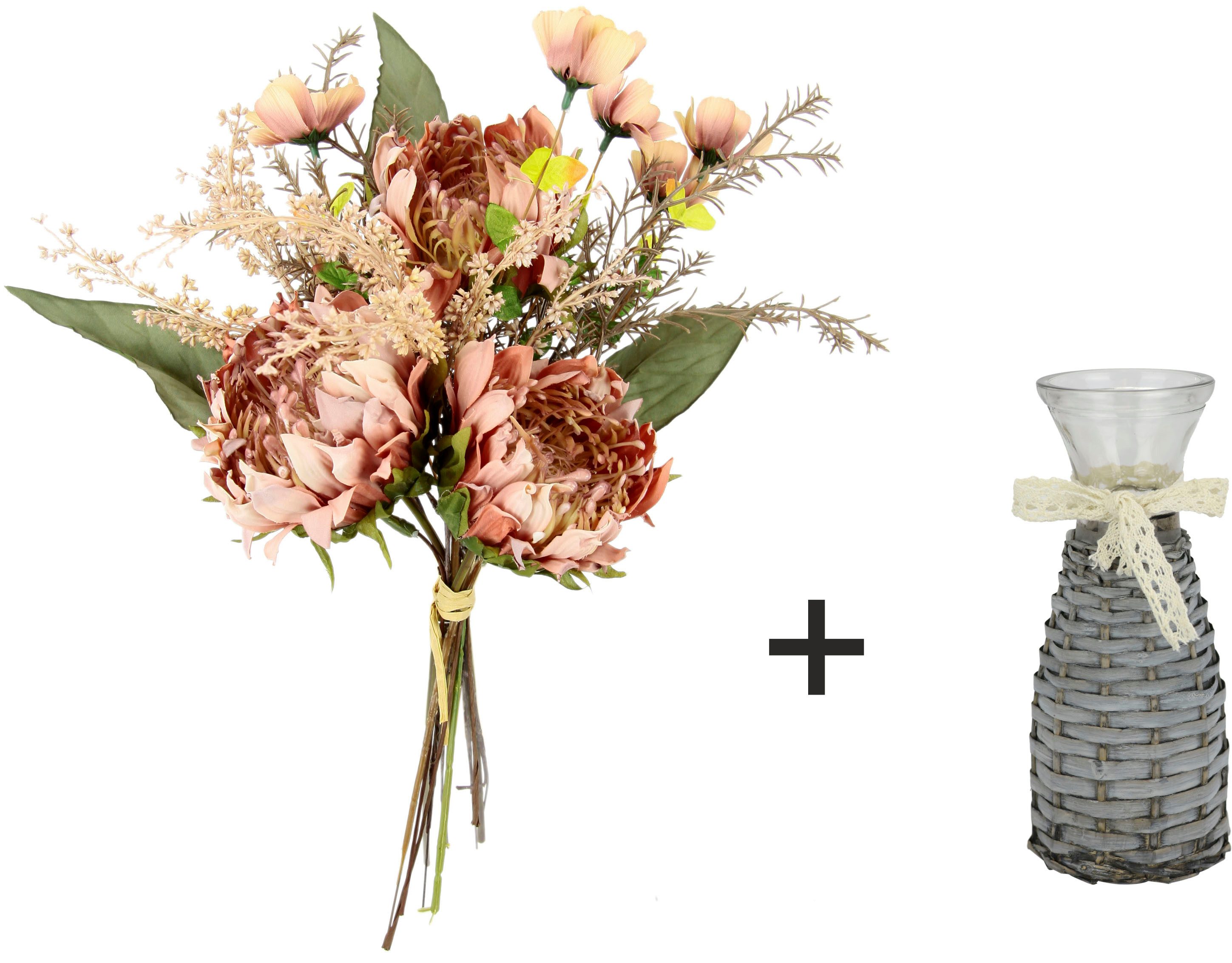 Kunstblume Protea Strauß in Vase, I.GE.A., Höhe 45 cm, Artischocken Blumens günstig online kaufen