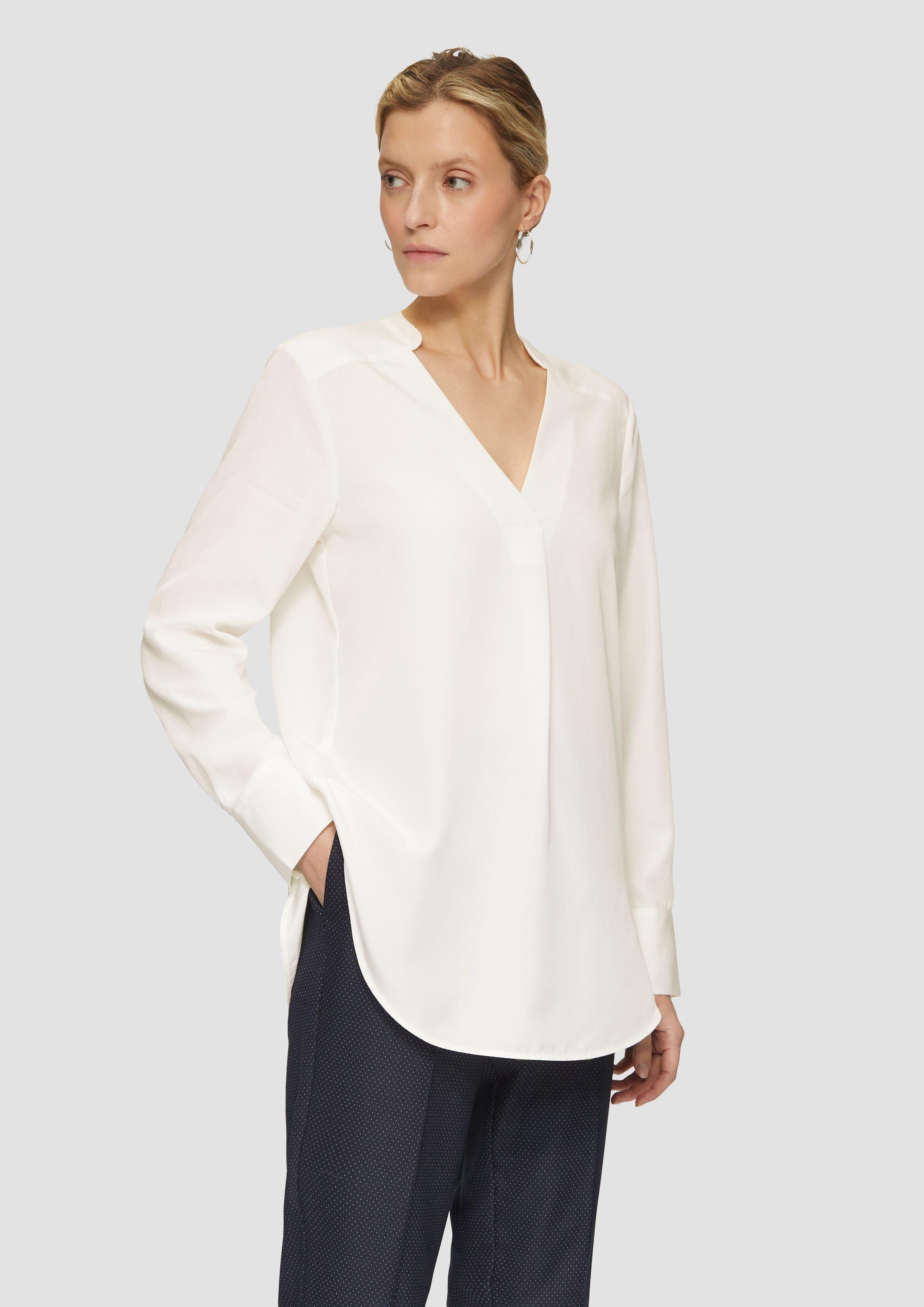 Langarmbluse Longbluse aus Modalmix mit Tunika-Ausschnitt