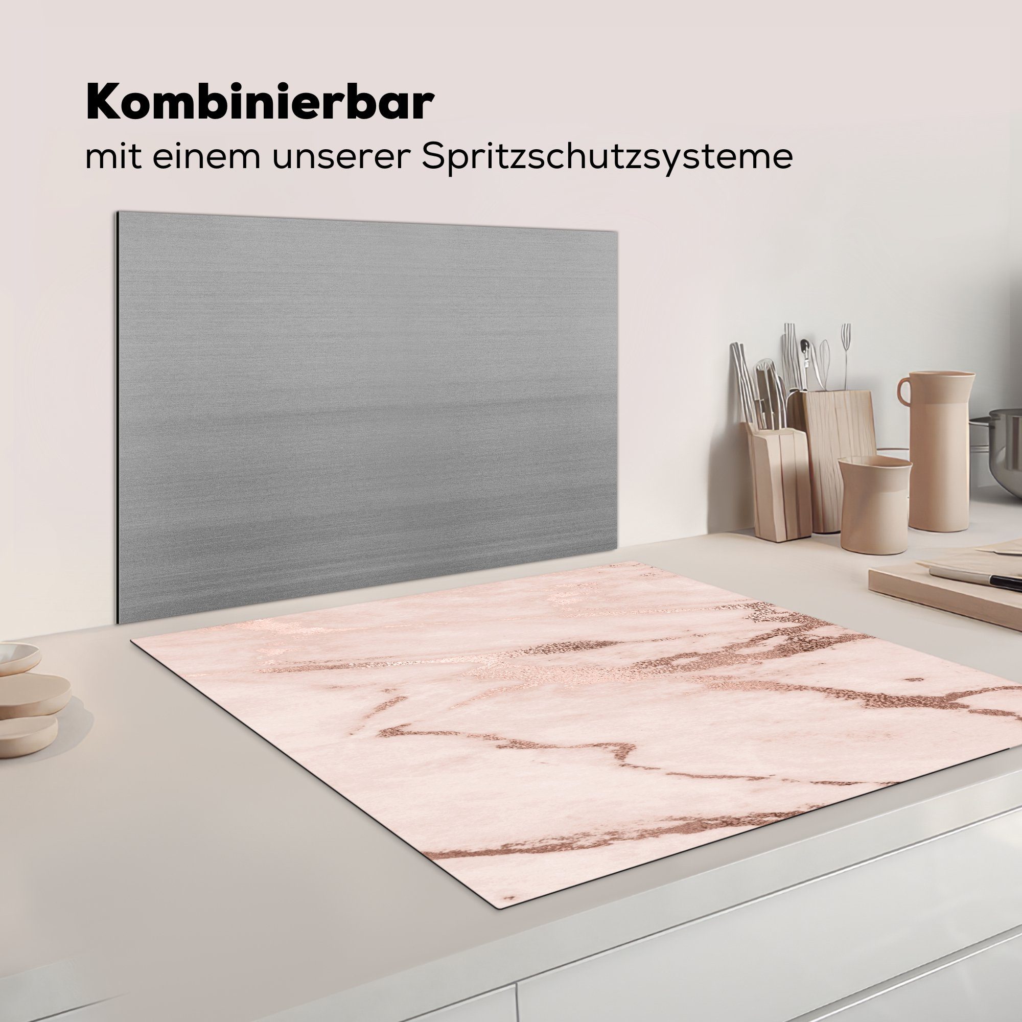 - - - Marmor Ceranfeldabdeckung, tlg), cm, Gold, MuchoWow Herdblende-/Abdeckplatte Arbeitsplatte (1 Vinyl, für küche Rosa Rose 78x78