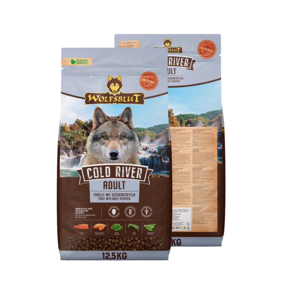 Wolfsblut Cold River Adult - getreidefreies Trockenfutter mit Forelle, Trockenfutter für: Hunde