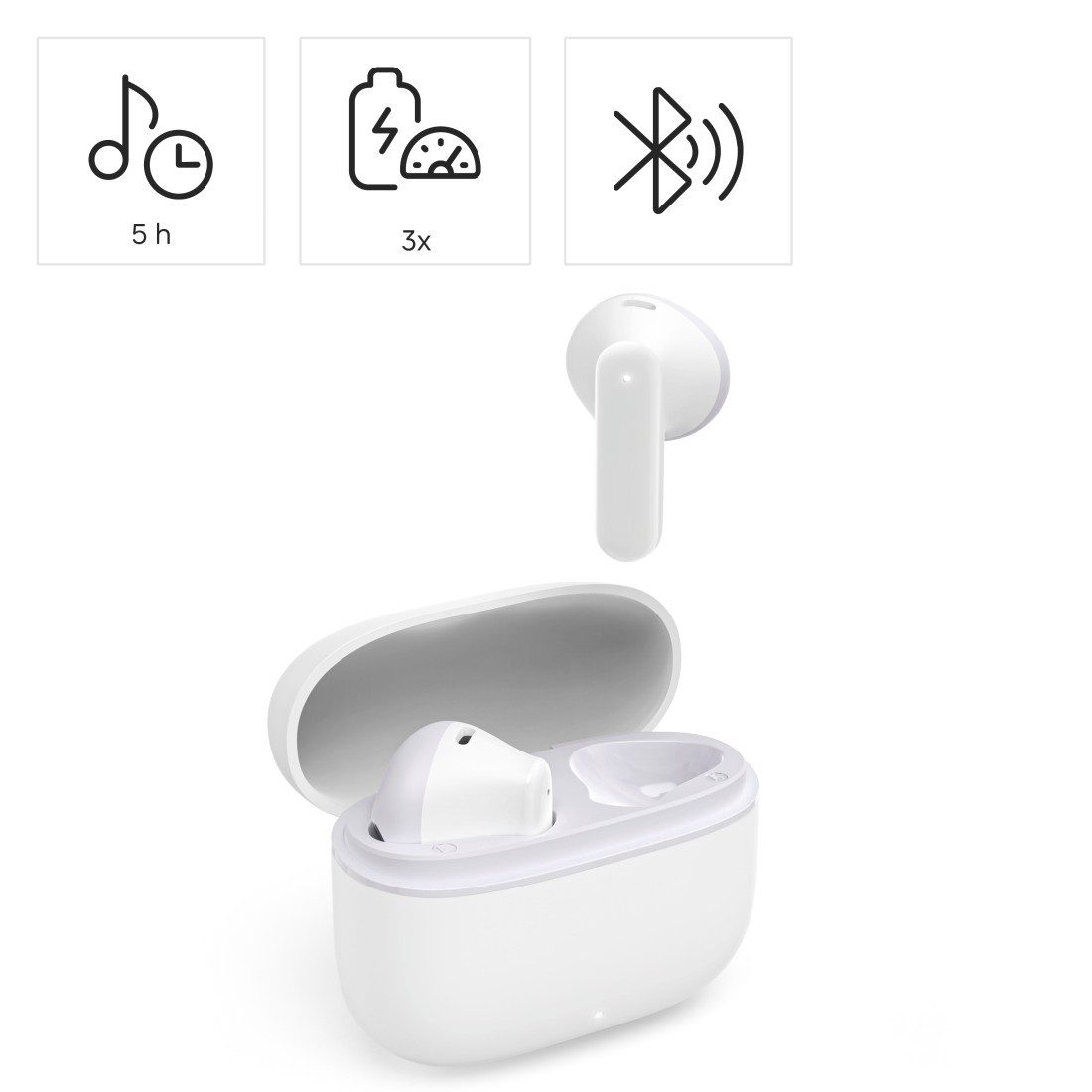 Hama Bluetooth Kopfhörer mit Mikrofon (True Wireless Headset, TWS Earbuds) In-Ear-Kopfhörer (Google Assistant, Siri)