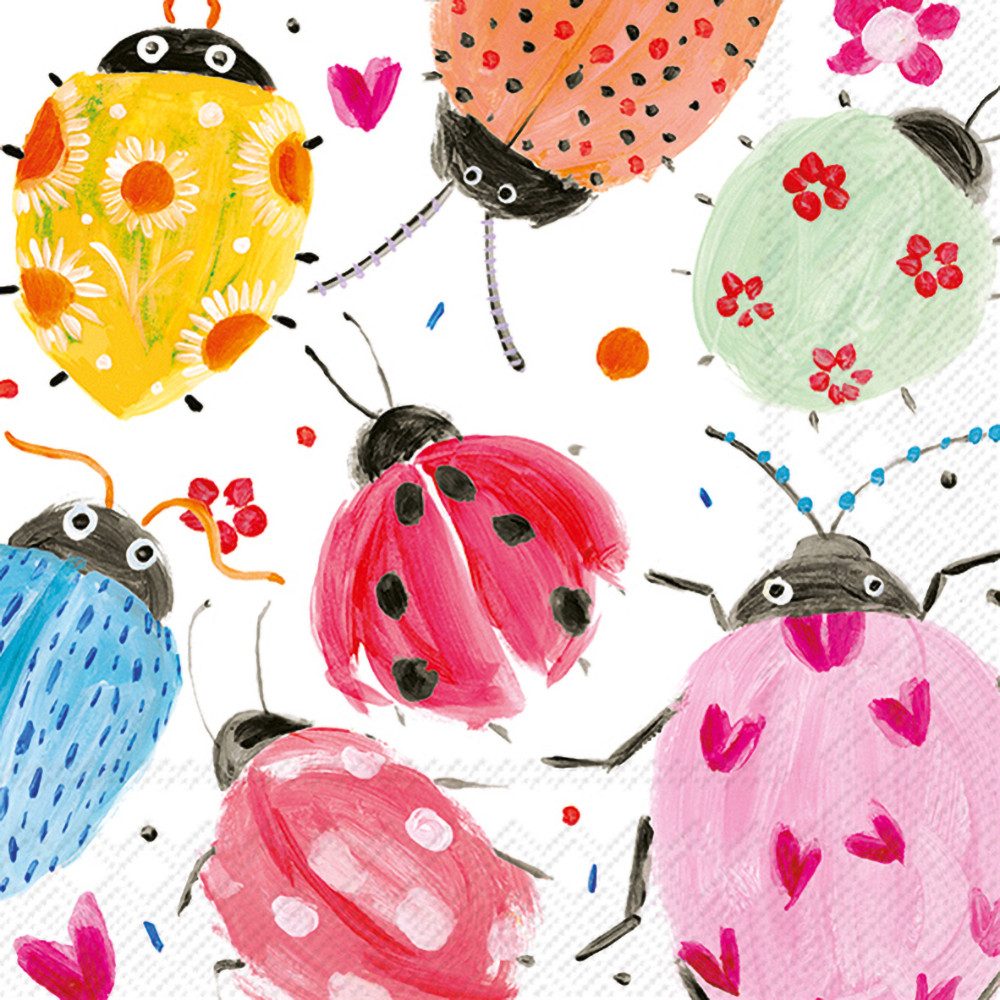 IHR Papierserviette Serviette Joyful Ladybugs, (20 St), 33 x 33 cm