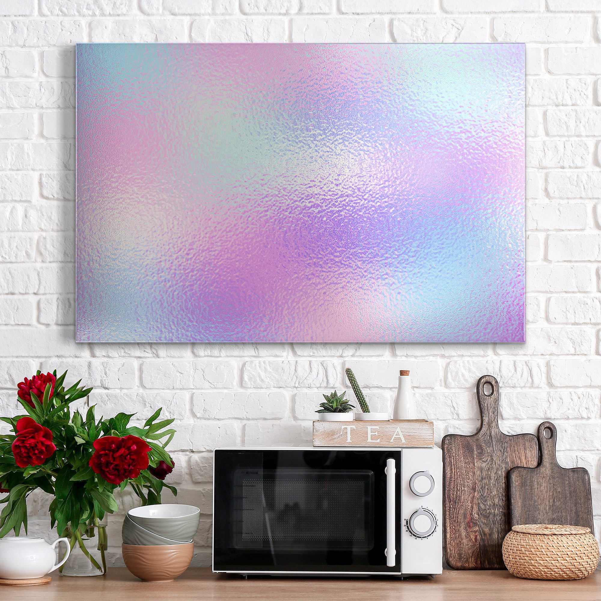 DEQORI Magnettafel 'Milchglas vor Pastell', Metall Whiteboard für alle Magnete, Magnetboard magnetisch