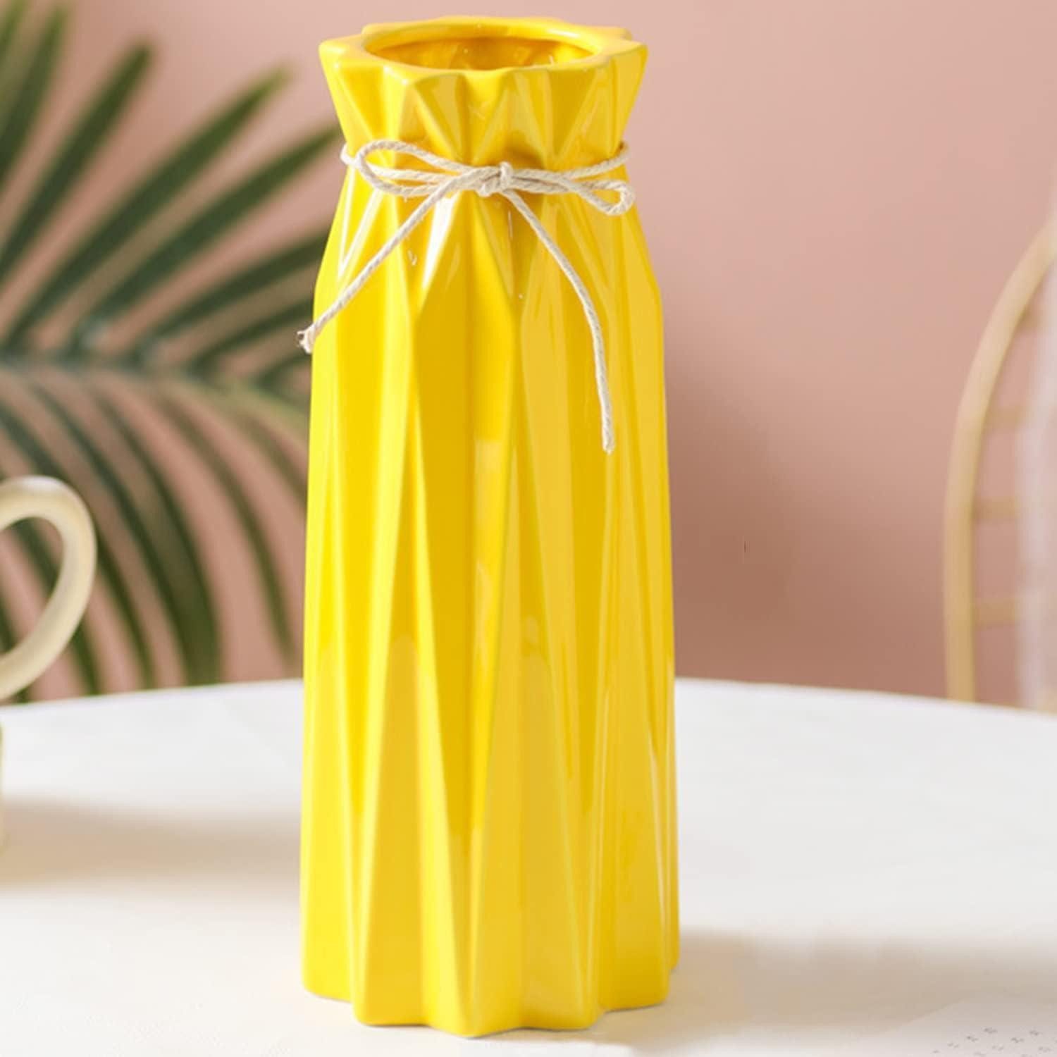 LuxusKollektion Tischvase Vase Keramik Gelb 24x10x10cm