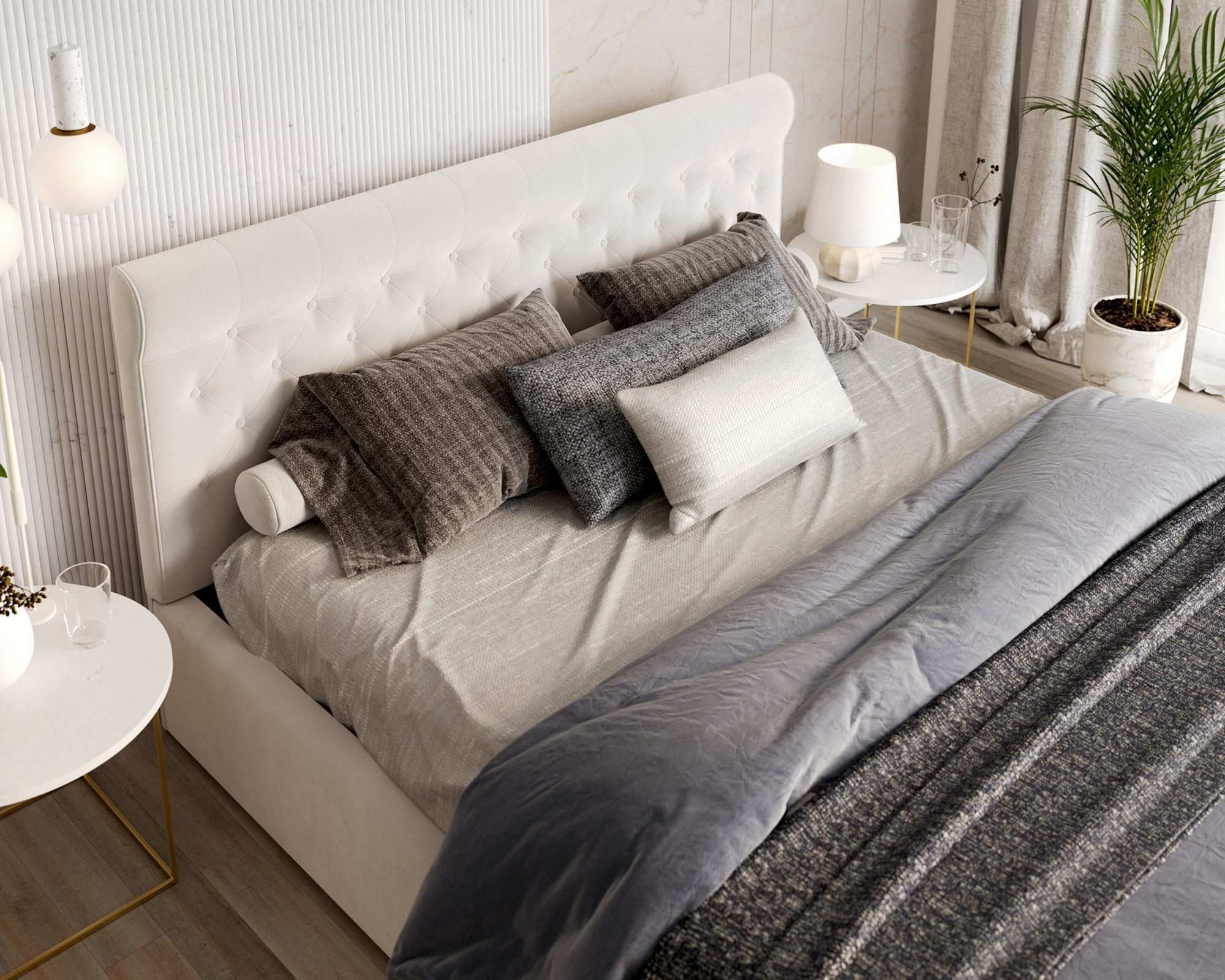 thematys Polsterbett 120x200–180x200 cm – Velours Samt Bett mit Bettkasten & Lattenrost (Optional mit 23 cm Taschenfederkern-Matratze H2 - hydraulisches Stauraumbett)