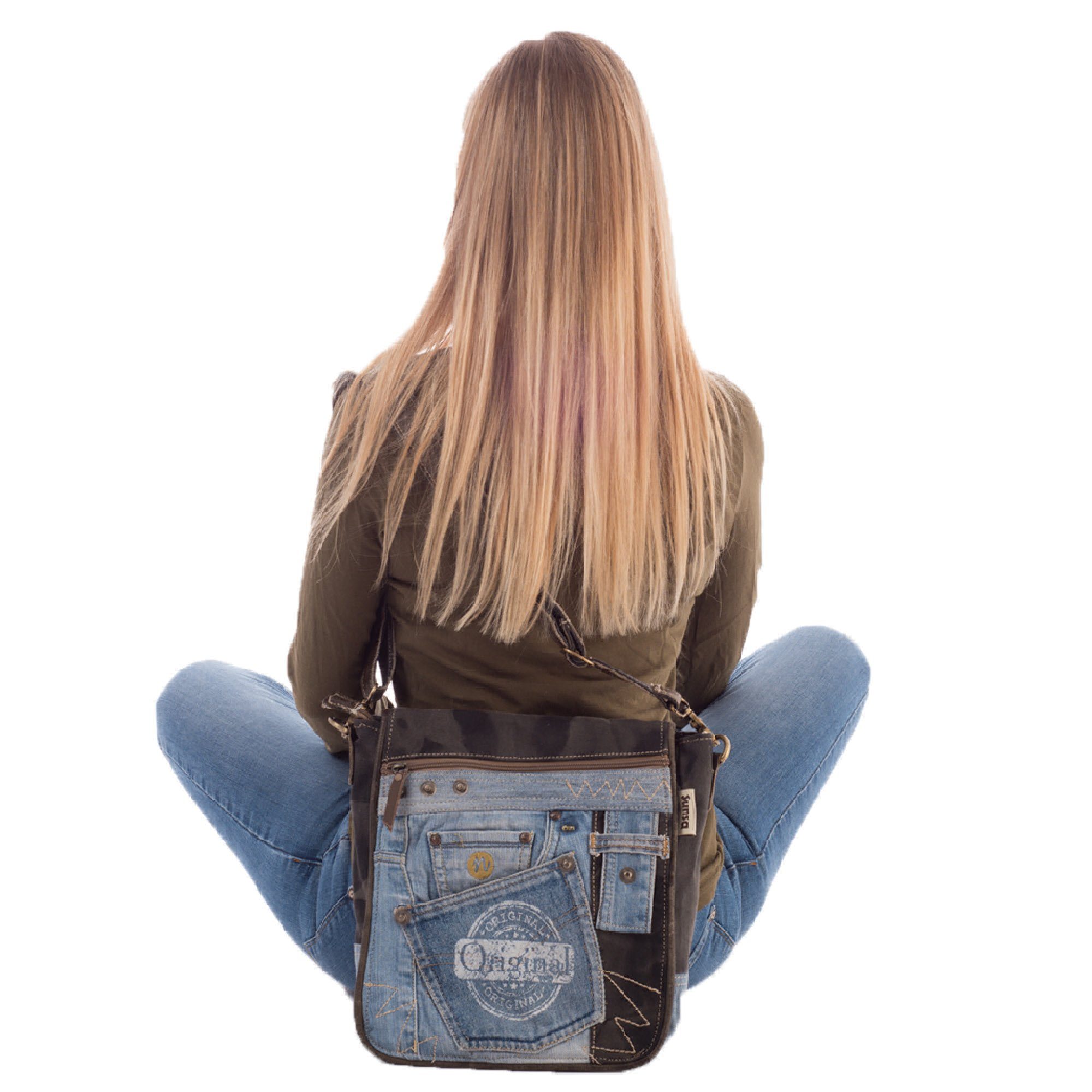 Sunsa Messenger Bag Umhängetasche Messenger Tasche für Sie/ Ihn Schultertasche, Aus recycelten Materialien