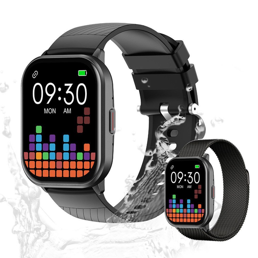 Valdus Herren's und Damen's IP68 Wasserdicht Fitness-Tracker Telefonfunktion Smartwatch (5,1 cm/2,01 Zoll, Android/iOS), mit austauschbarem weichem Mesharmband, mit Herzfrequenzsensor, GPS, Schrittzähler & Bluetooth 5.2