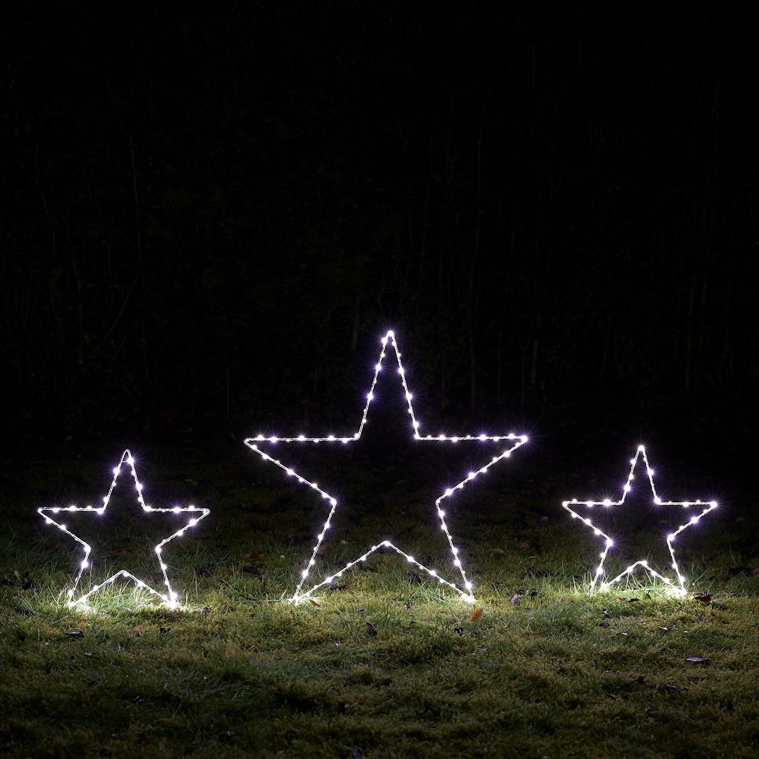 Lights4fun LED-Stern für außen 3er Set Osby LED Stern Stableuchten Weihnachtsdeko außen, Micro LED, Weihnachtsbeleuchtung, Höhe: 34 & 60cm – Bild 3 von 3