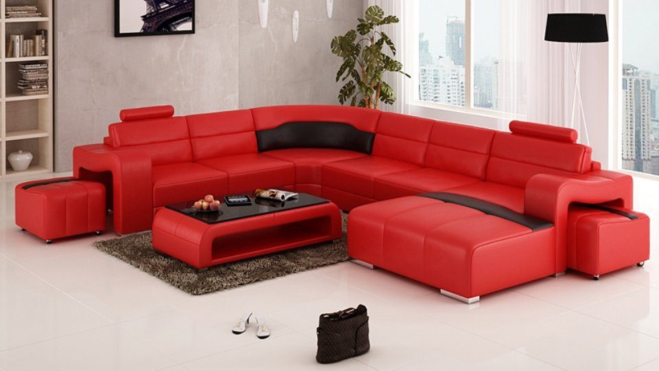 Eck Couch Modern Sofa Ledersofa Design Ecksofa Ecksofa, JVmoebel Wohnlandschaft