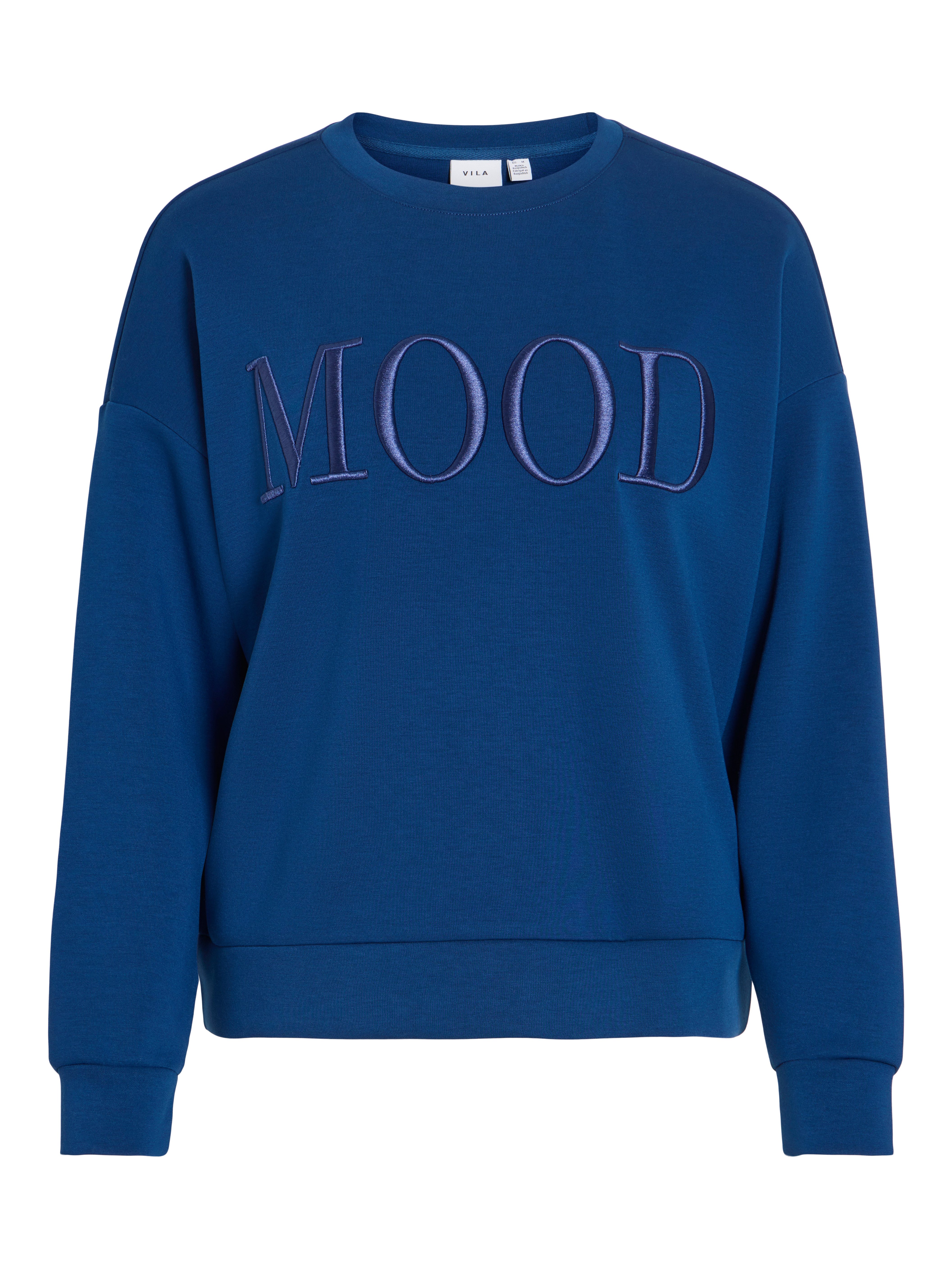 Vila Sweater VIREFLECT MOOD EMB L/S SWEAT TOP/R/3 Materialmix, loose fit – Bild 4 von 5