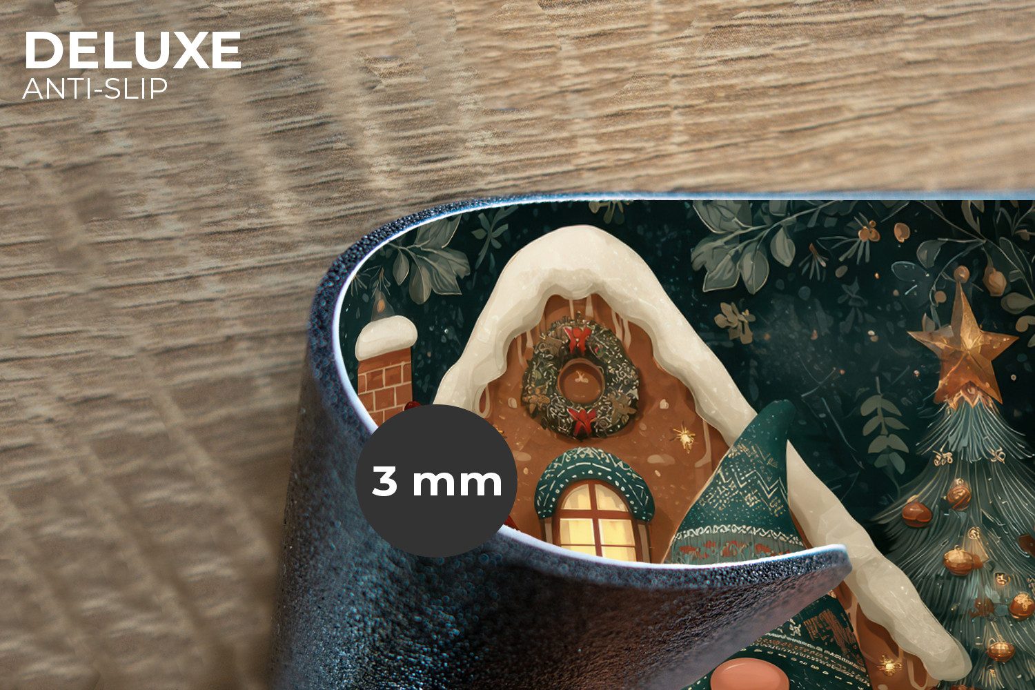 MuchoWow Platzset Weihnachten - Wichtel - Lebkuchenhaus - Rot - Grün, (6-St), Platzsets, Tischset, Abwaschbar, Tischsets, Platzdeckchen