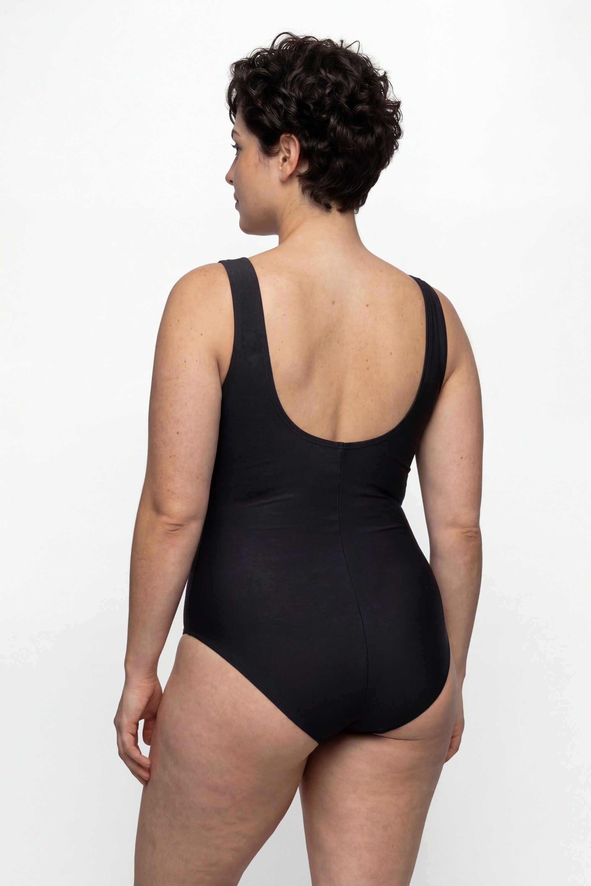 Ulla Popken Badeanzug Badeanzug Streifen Softcups Drapierung recycelt