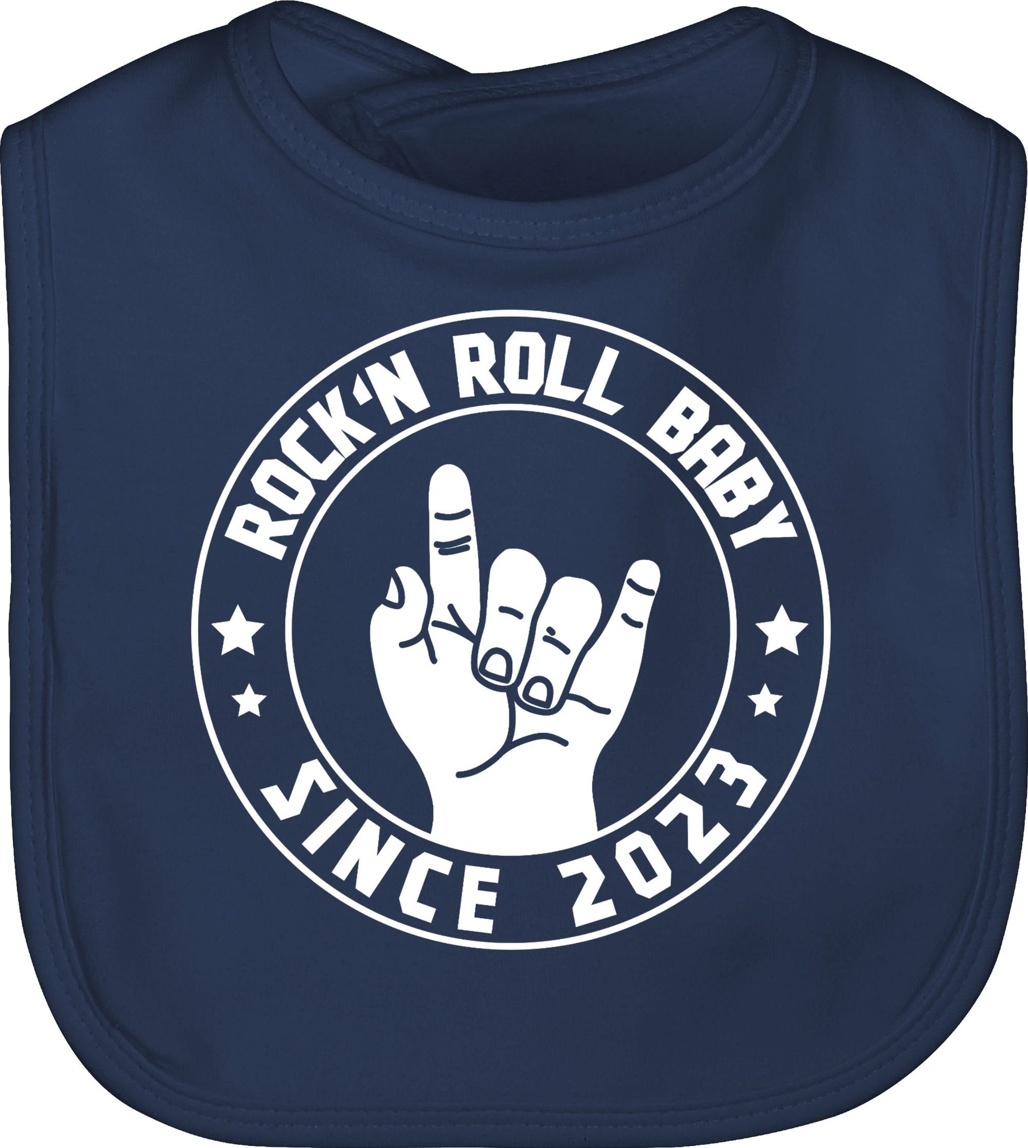 Shirtracer Lätzchen Rock'n Roll Baby since 2023, Sprüche Baby 3 Navy Blau