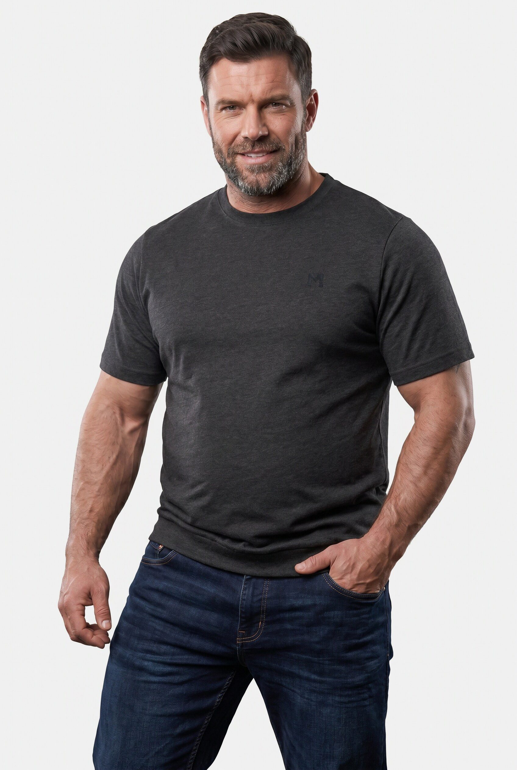 Men Plus T-Shirt T-Shirt Bauchfit Basic Halbarm Bestseller – Bild 2 von 4