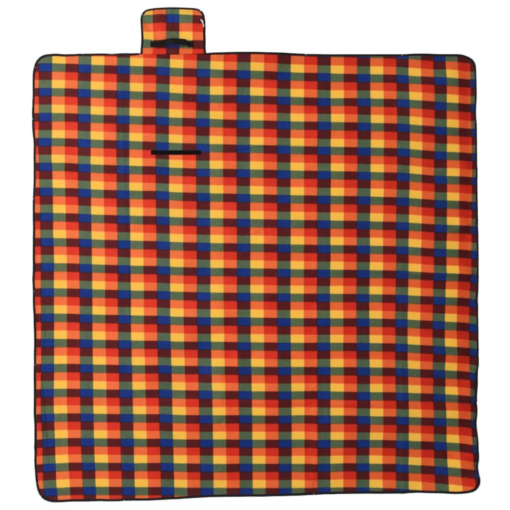 Wohndecke 200 x 200 cm Picknickdecke Faltbar Mehrfarbig Kariert 200x200 cm Samt