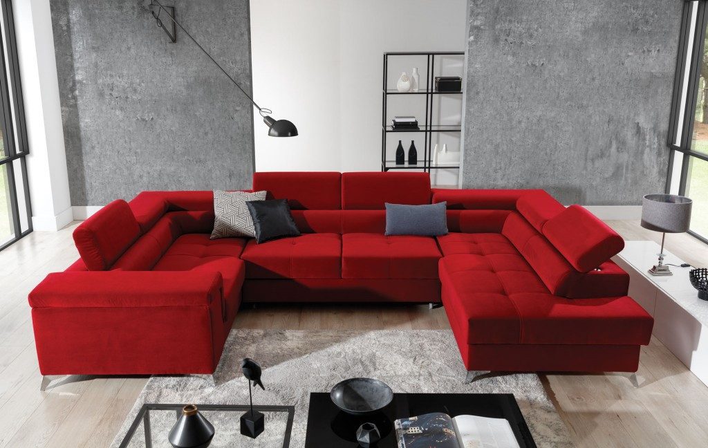 Xlmoebel Wohnlandschaft Ecksofa U-Form mit Bettfunktion und modernem Design, 3 Teile, Made in Europa