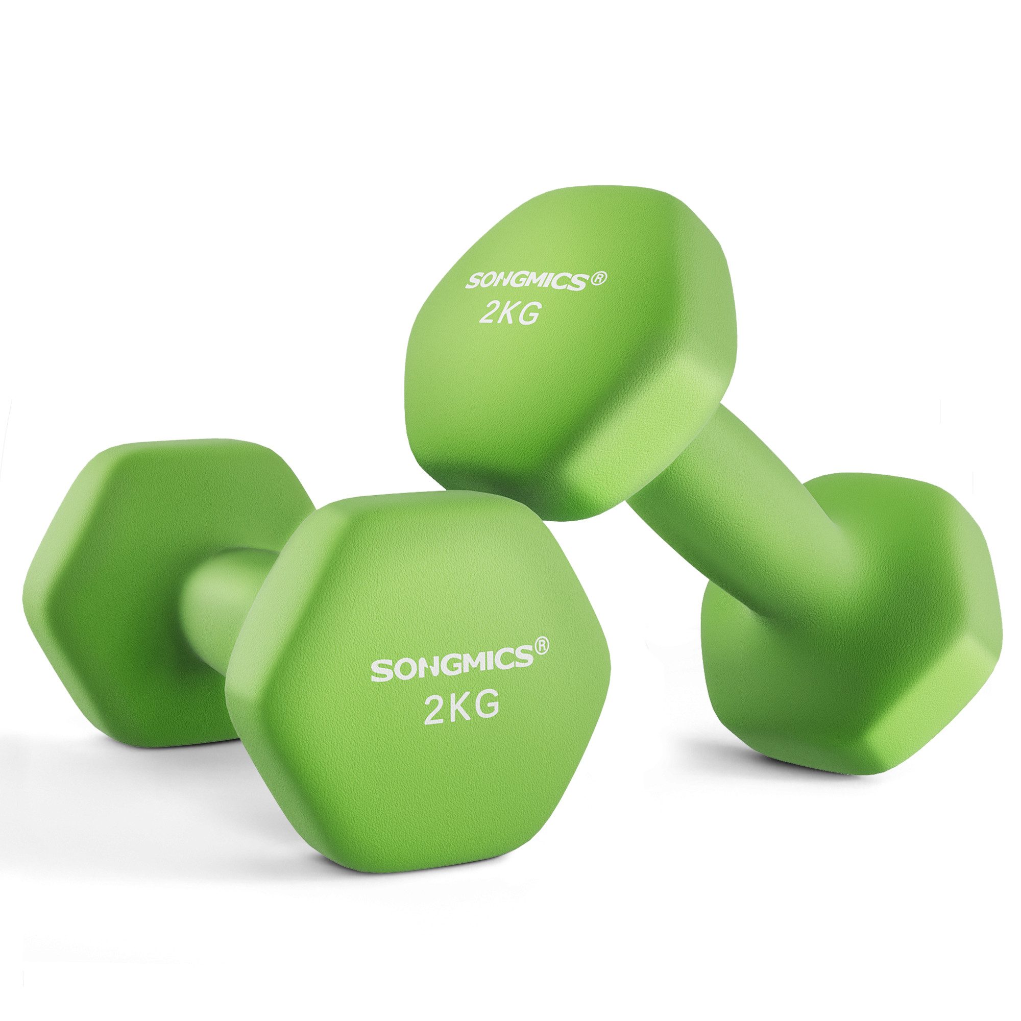 SONGMICS Kurzhantel Hantelset, Kurzhanteln, Hexagon, Neopren-Beschichtung, für Zuhause, (2er Set Neopren-Beschichtung, Hantelset, Kurzhanteln, Hexagon), 2 x 2 kg, Krafttraining, Workout, Fitnesstraining, für Zuhause