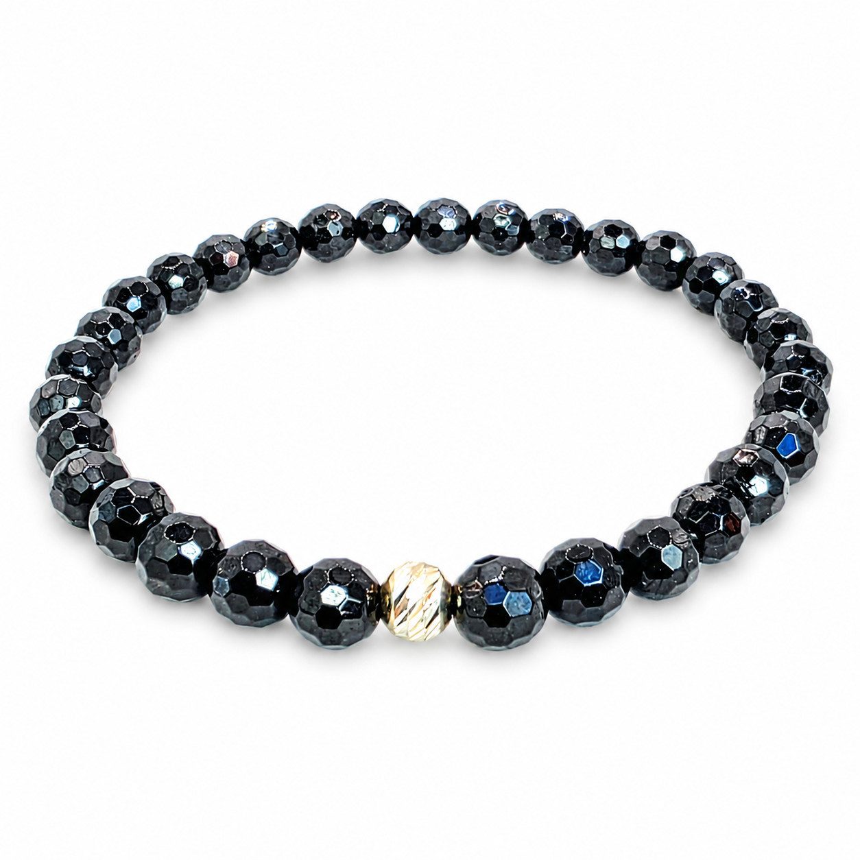 M-Punkt24 Armband Damen Armband 100% Echter Edelstein (TURMALIN, 6mm, Natur, 925 Echt-Silber-Verschluss), Gummizug, inkl. Etui, SONDERPREIS wegen Produkt-Neuheit