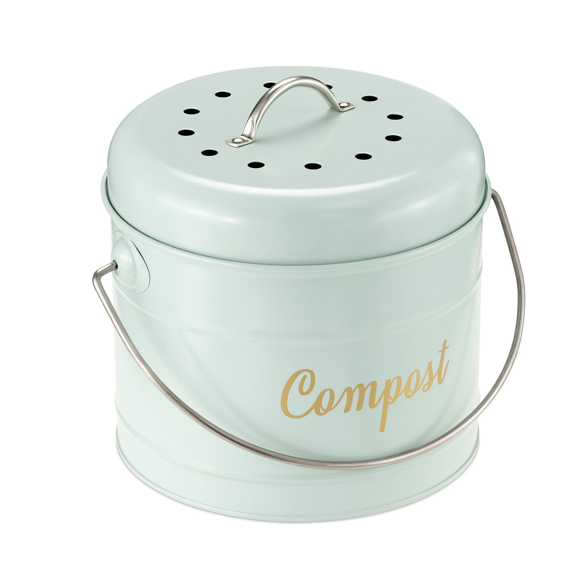 Mülleimer Komposteimer für Biomüll - 3,2l - inkl. 6 Kohlefilter - Petrol